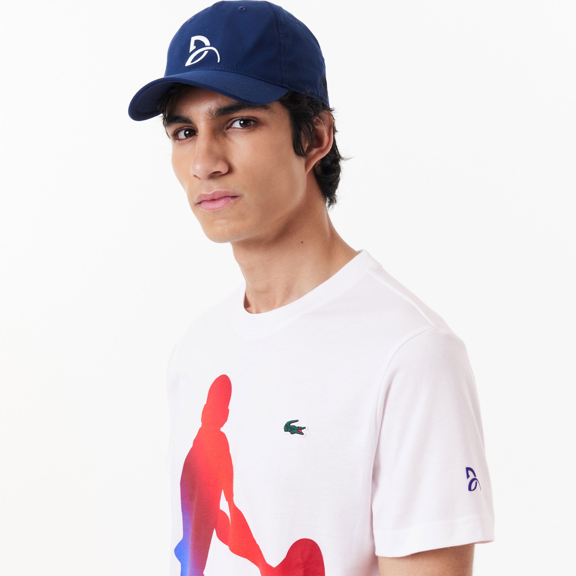 Lacoste Erkek Regular Fit Bisiklet Yaka Baskılı Beyaz T-shirt