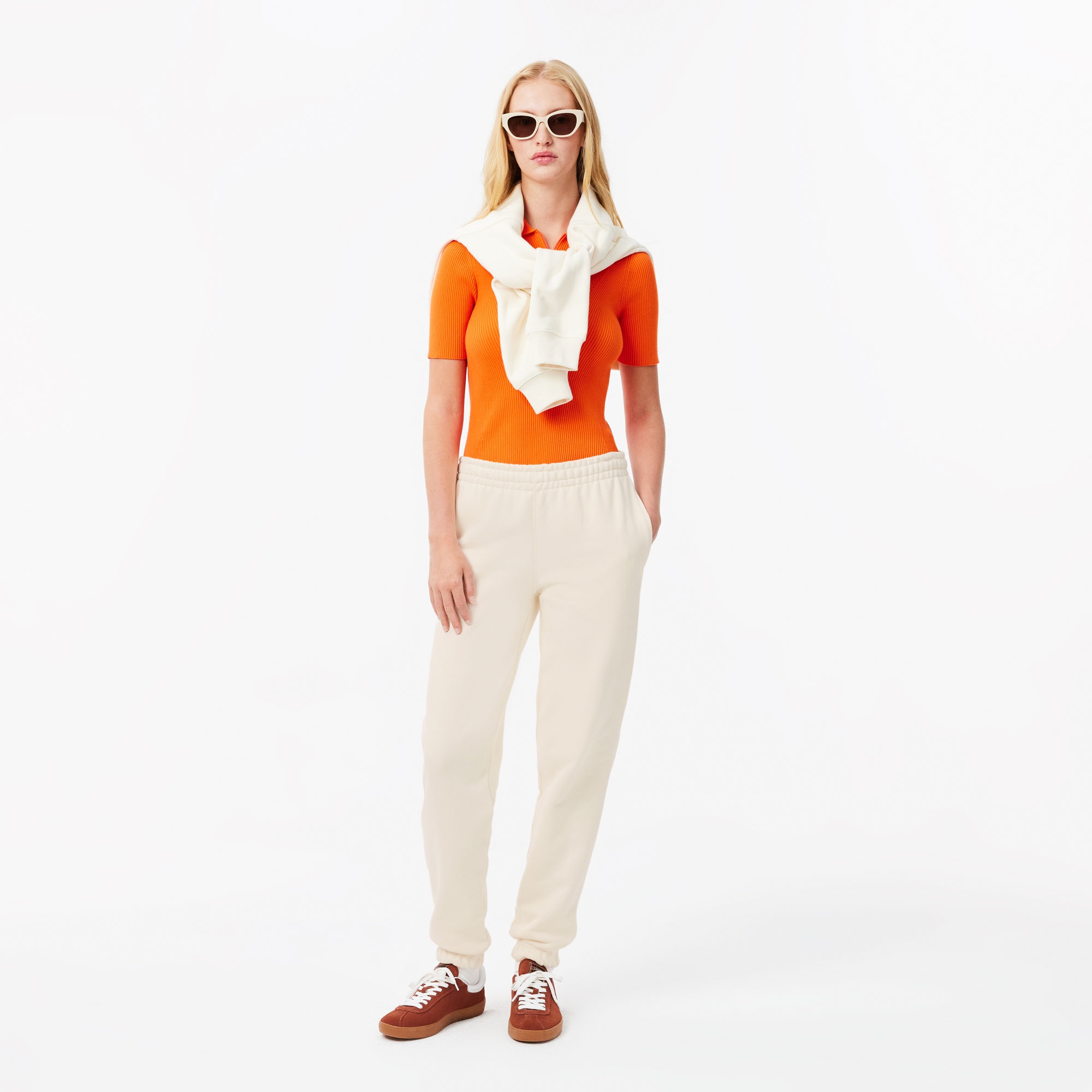 Lacoste Kadın Straight Fit Krem Eşofman Altı