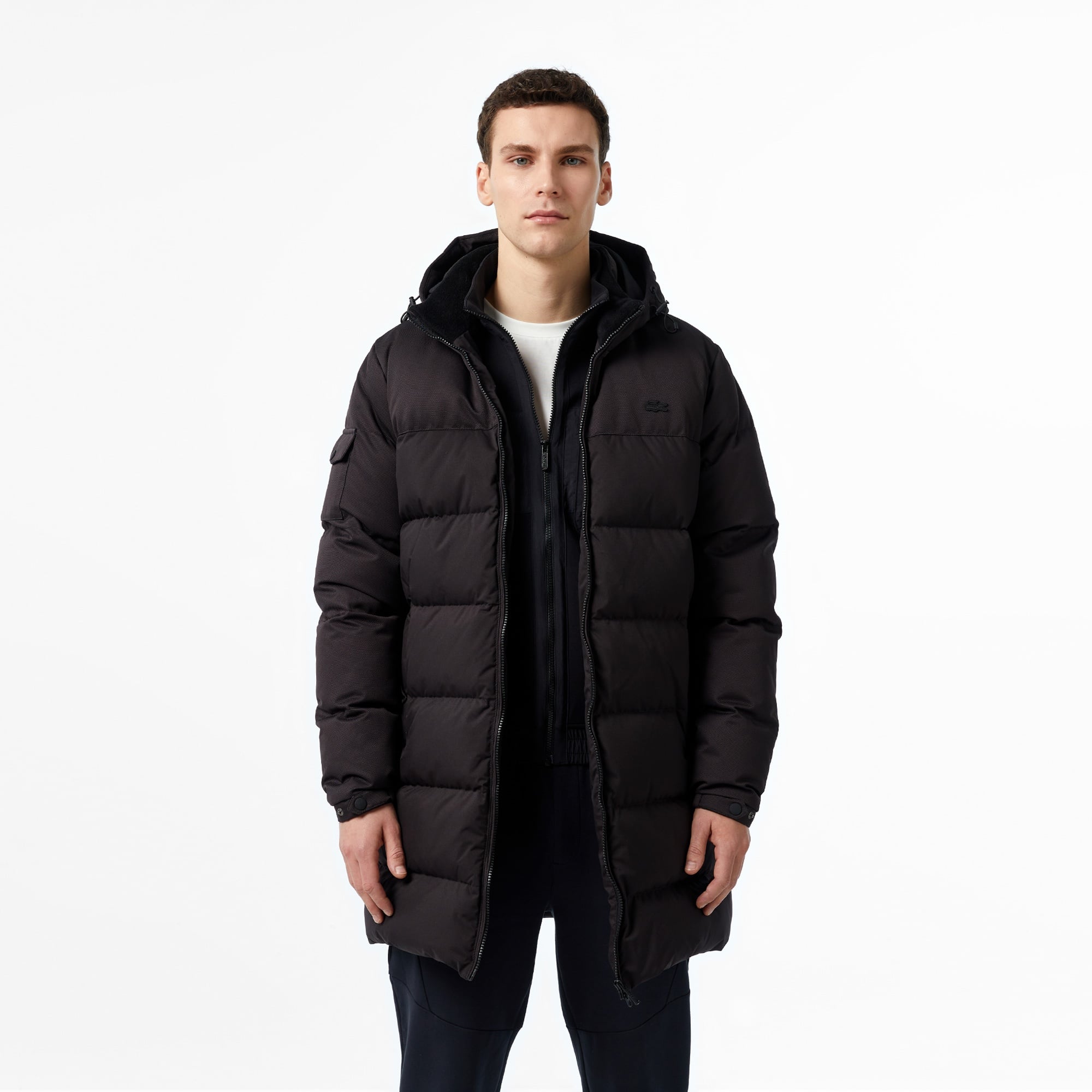 Lacoste Erkek Kapüşonlu Siyah Şişme Mont