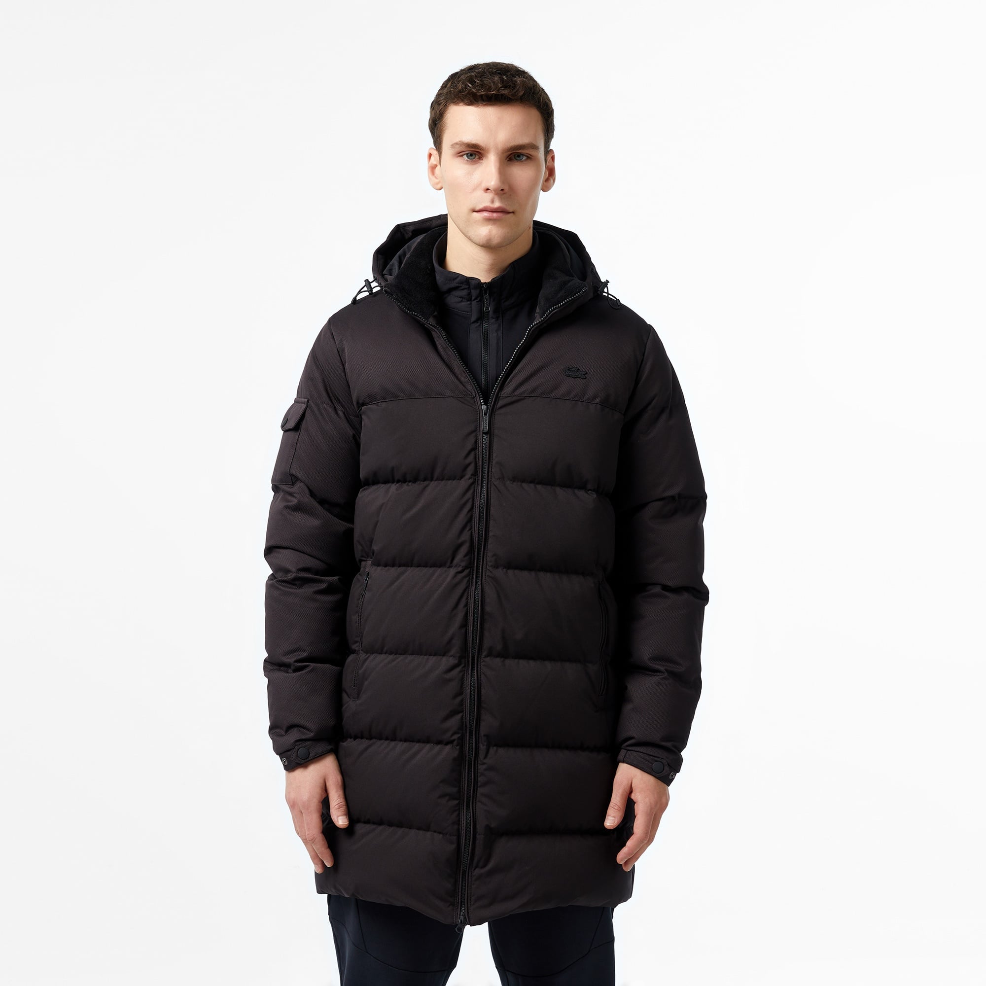 Lacoste Erkek Kapüşonlu Siyah Şişme Mont