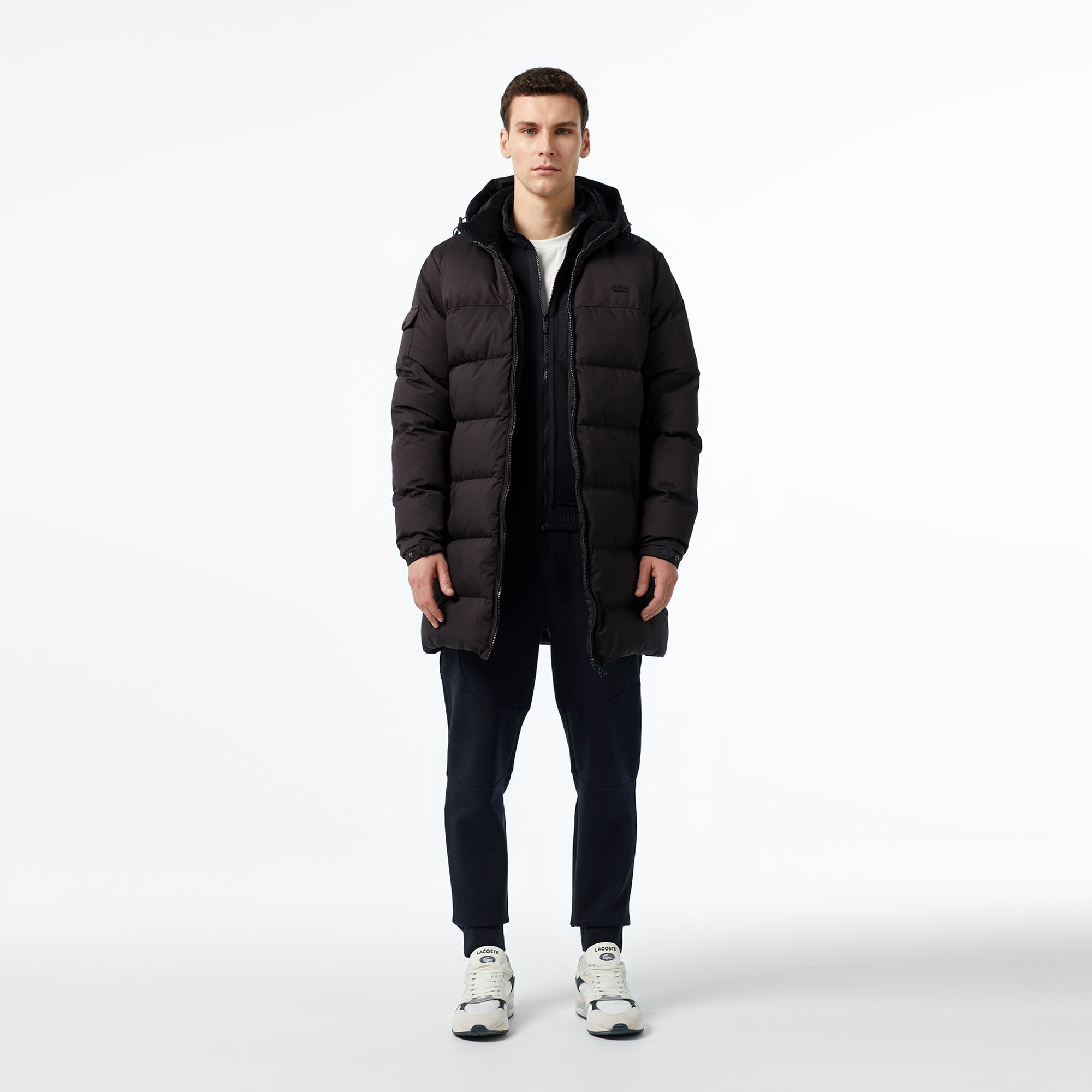 Lacoste Erkek Kapüşonlu Siyah Şişme Mont