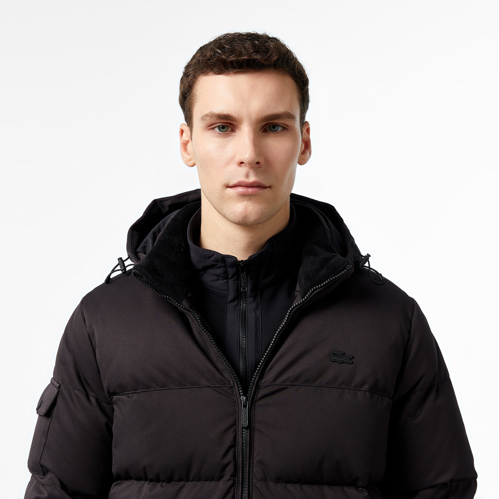 Lacoste Erkek Kapüşonlu Siyah Şişme Mont