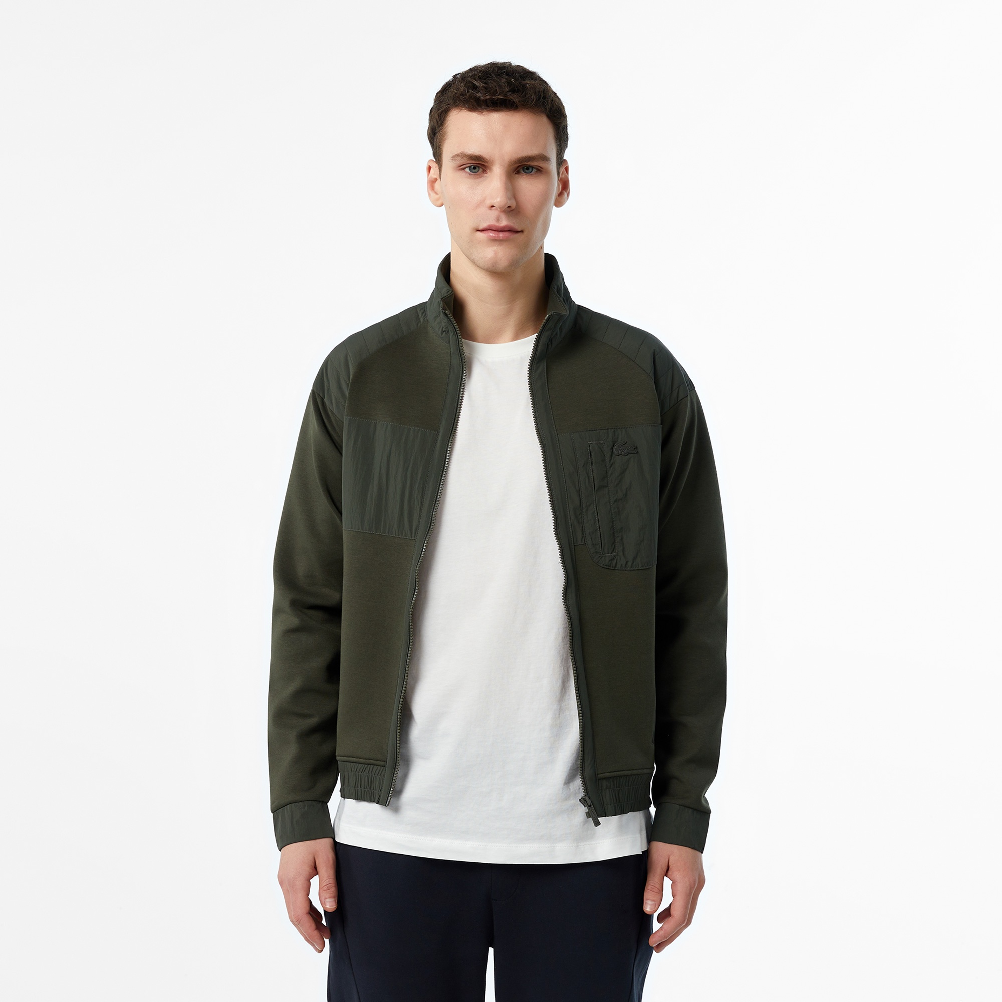 Lacoste Erkek Regular Fit Fermuarlı Koyu Yeşil Sweatshirt