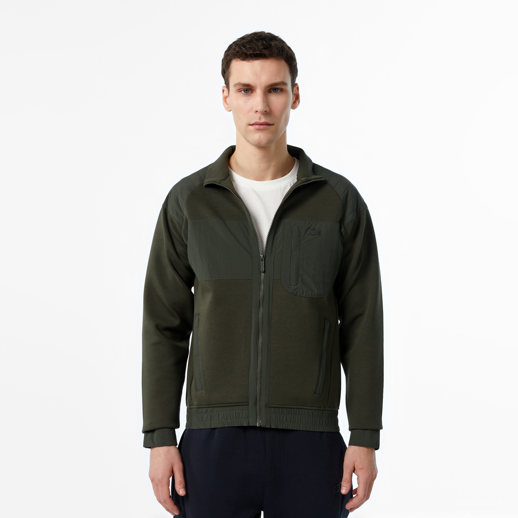 Lacoste Erkek Regular Fit Fermuarlı Koyu Yeşil Sweatshirt