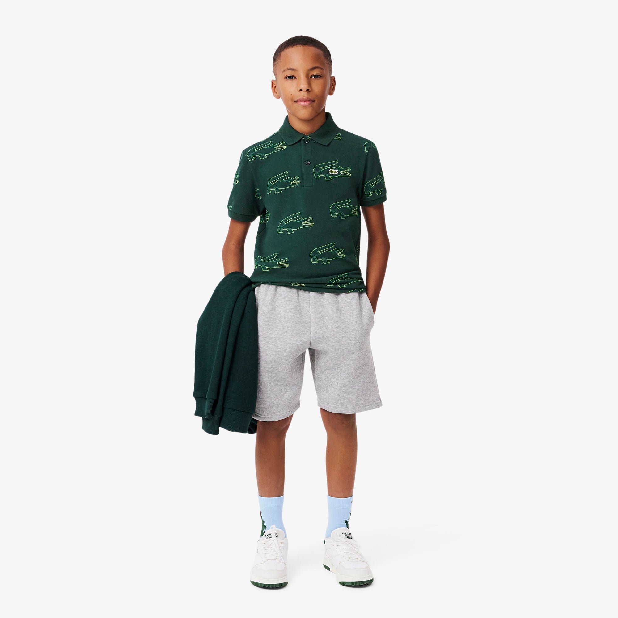 Çocuk Baskılı Koyu Yeşil Polo