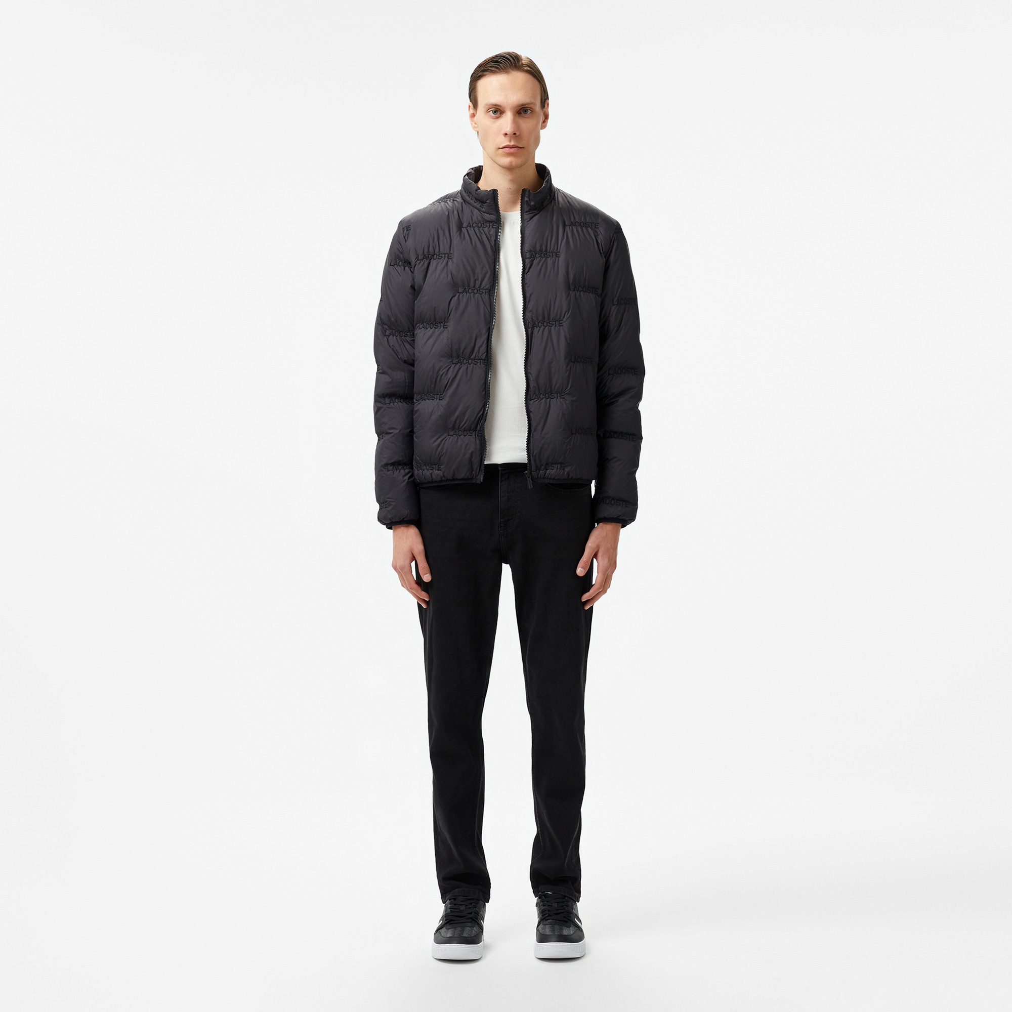 Lacoste Erkek Dik Yaka Kapitone Siyah Mont