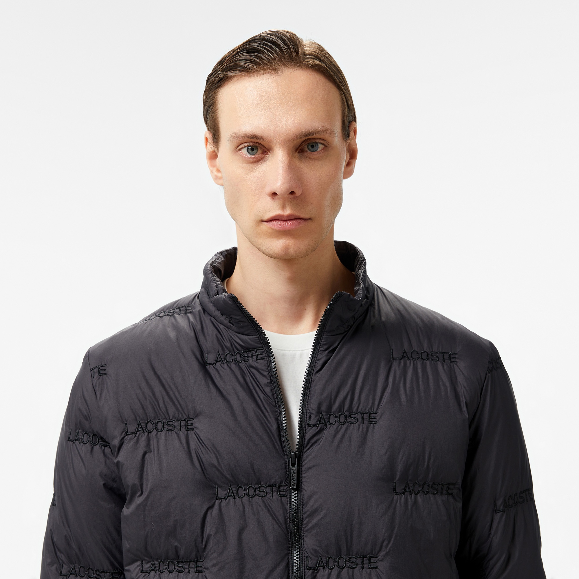 Lacoste Erkek Dik Yaka Kapitone Siyah Mont