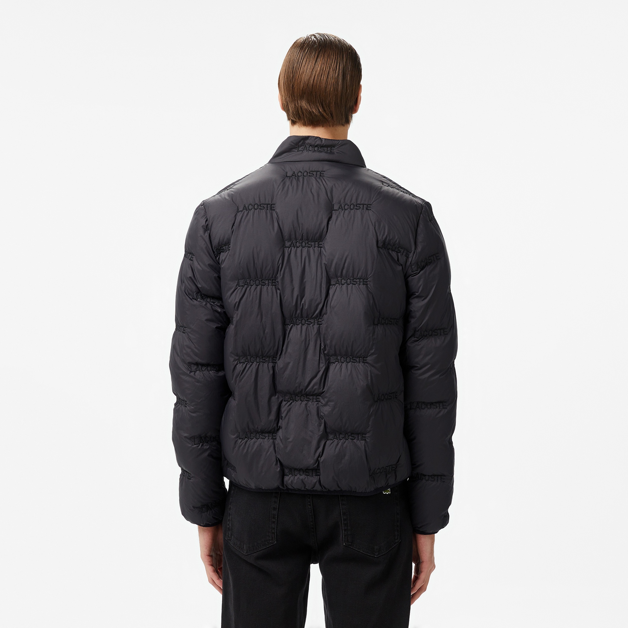 Lacoste Erkek Dik Yaka Kapitone Siyah Mont