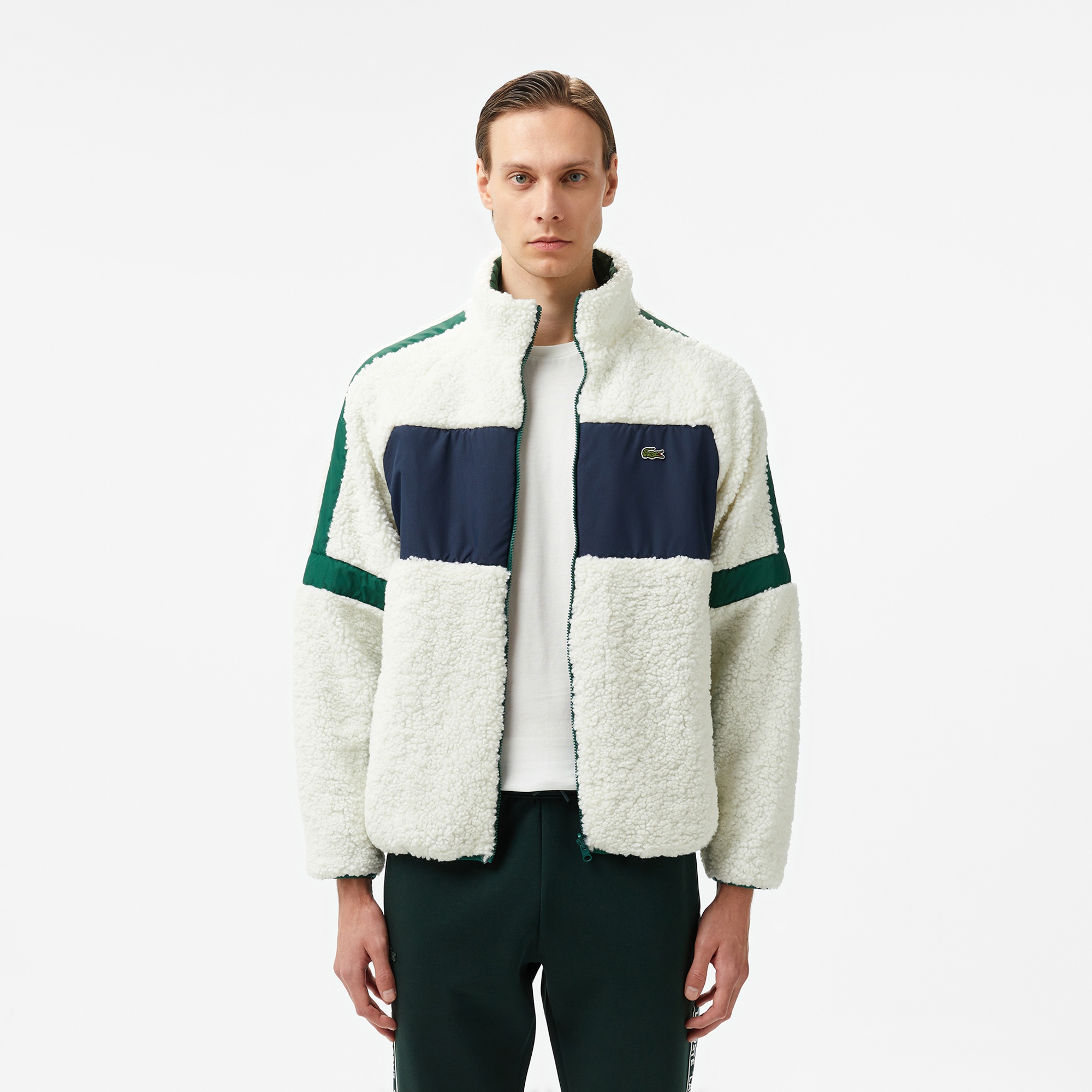 Lacoste Erkek Renk Bloklu Beyaz Ceket