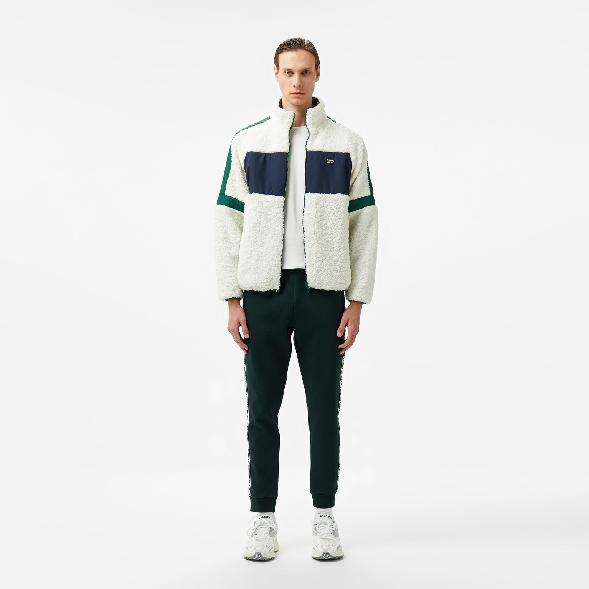 Lacoste Erkek Renk Bloklu Beyaz Ceket