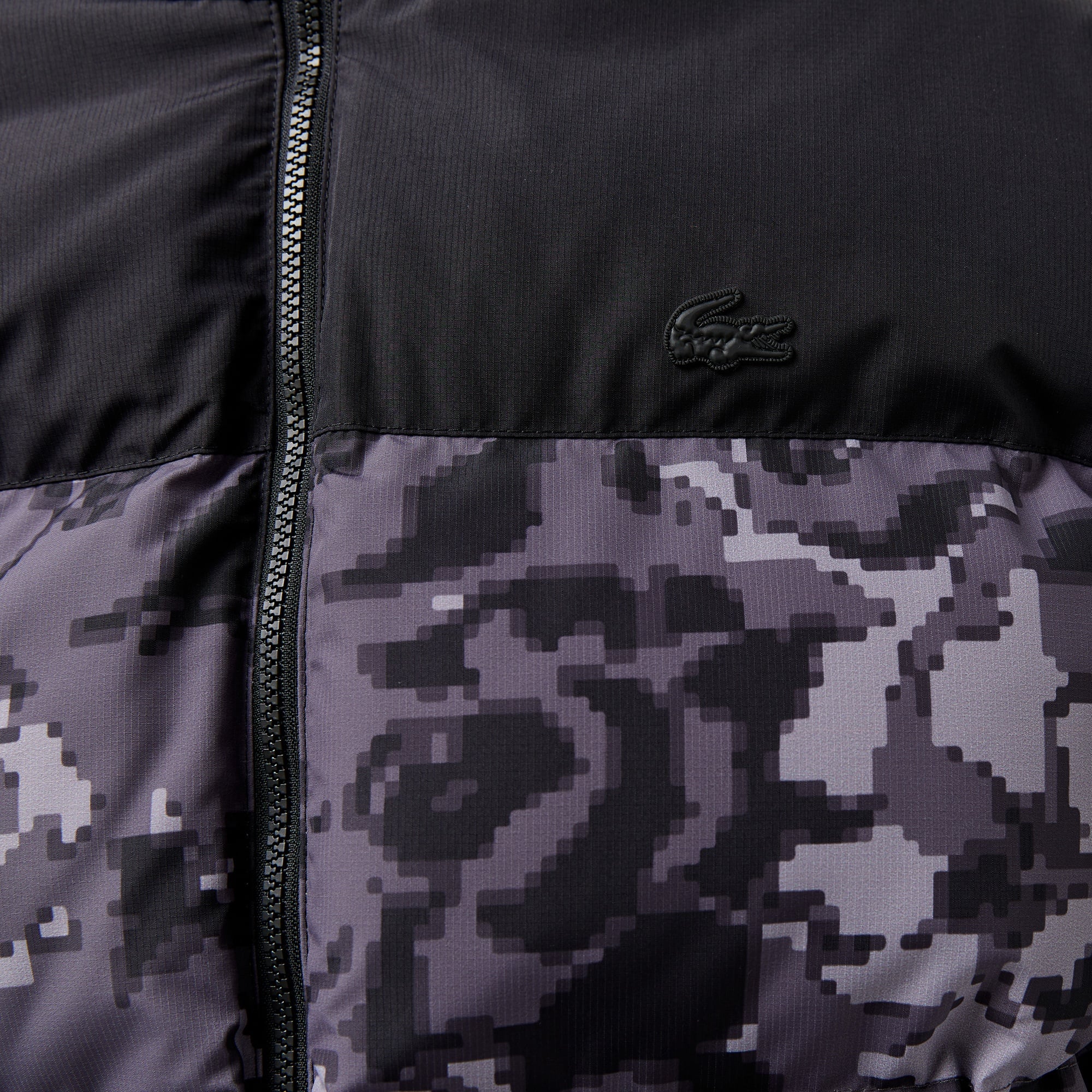 Lacoste Erkek Desenli Siyah Şişme Mont