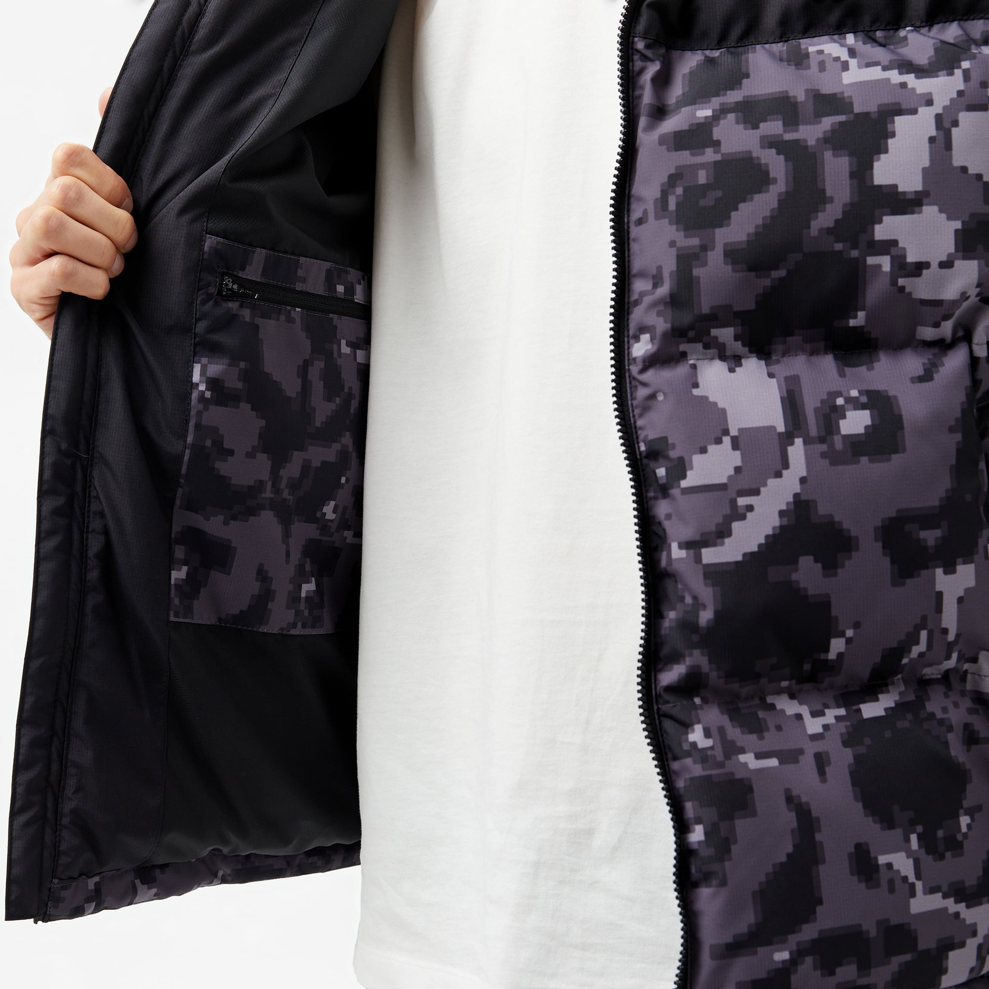 Lacoste Erkek Desenli Siyah Şişme Mont