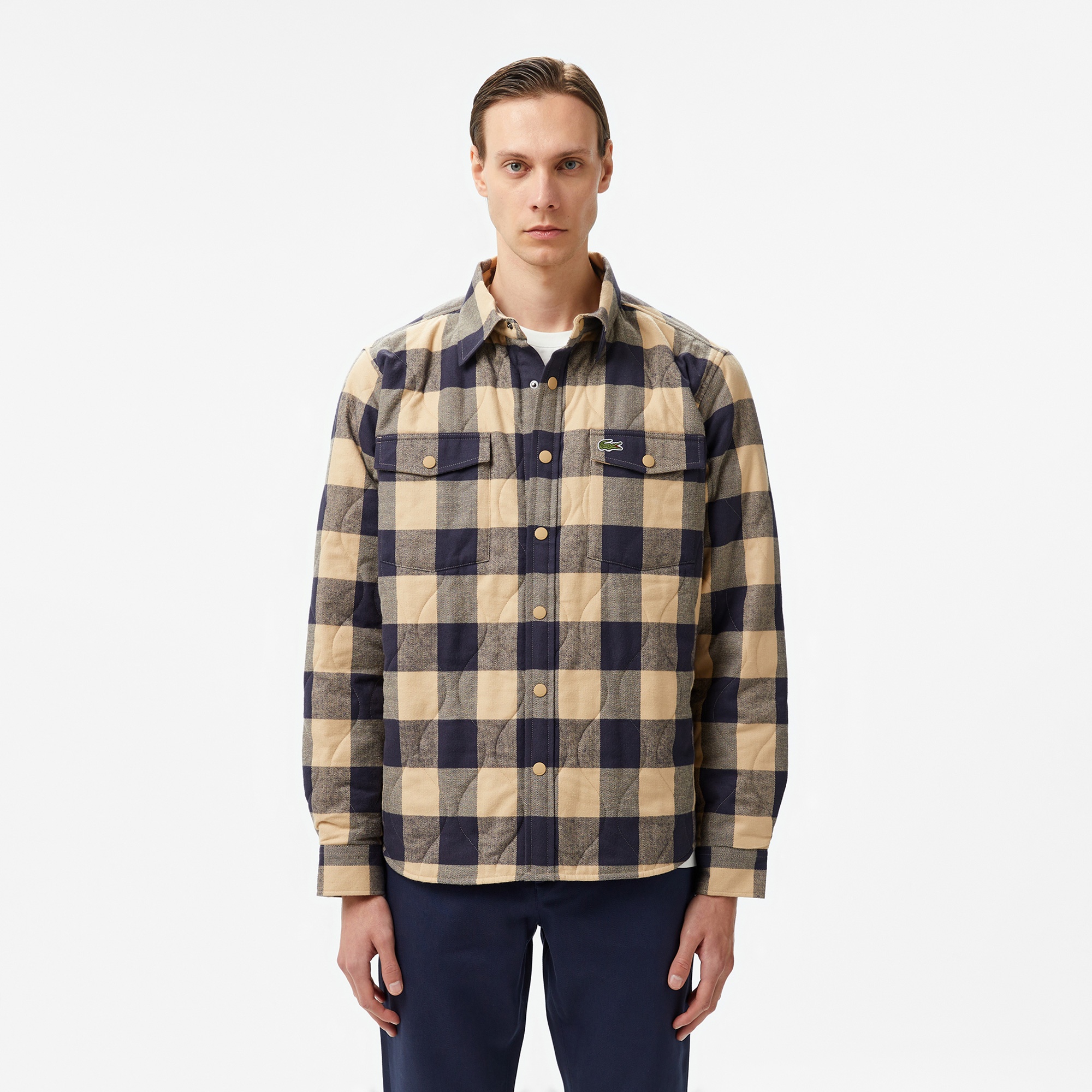 Lacoste Erkek Relaxed Fit Ekose Kahverengi Gömlek