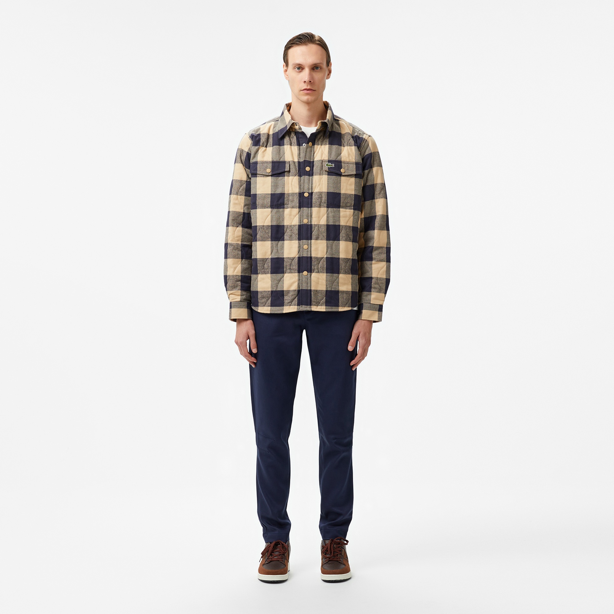 Lacoste Erkek Relaxed Fit Ekose Kahverengi Gömlek