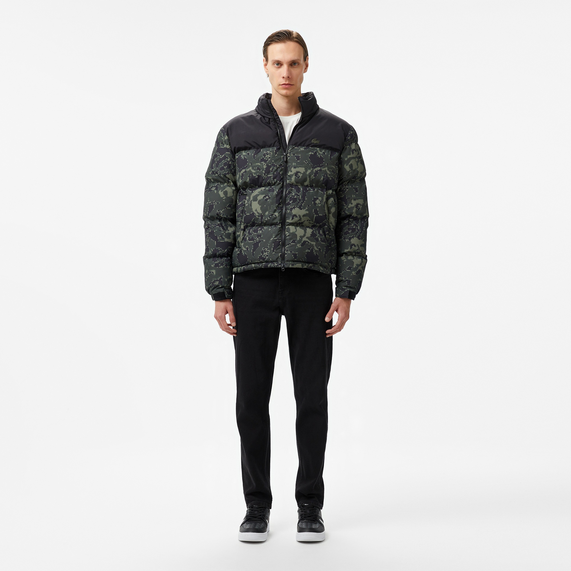 Lacoste Erkek Desenli Yeşil Şişme Mont