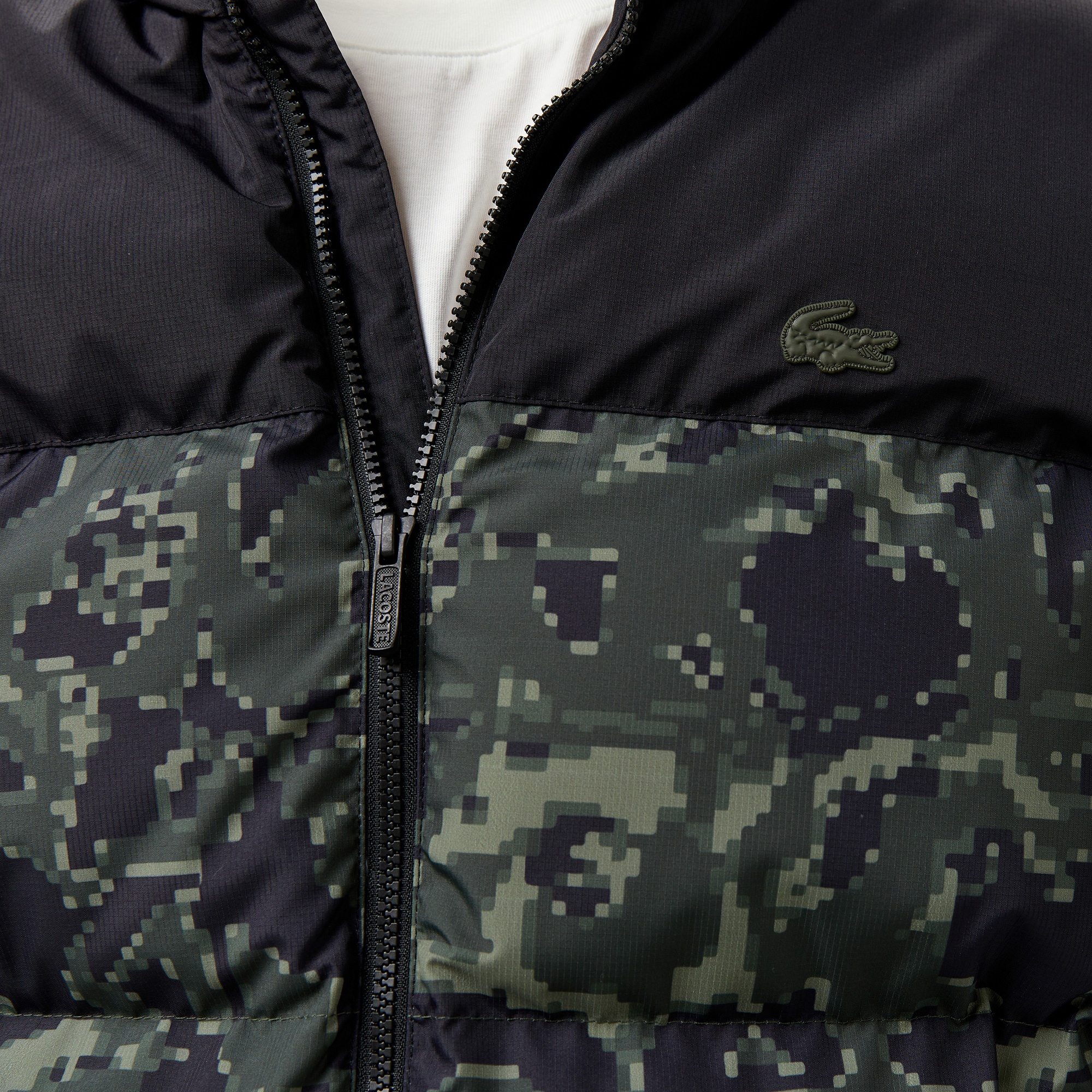 Lacoste Erkek Desenli Yeşil Şişme Mont