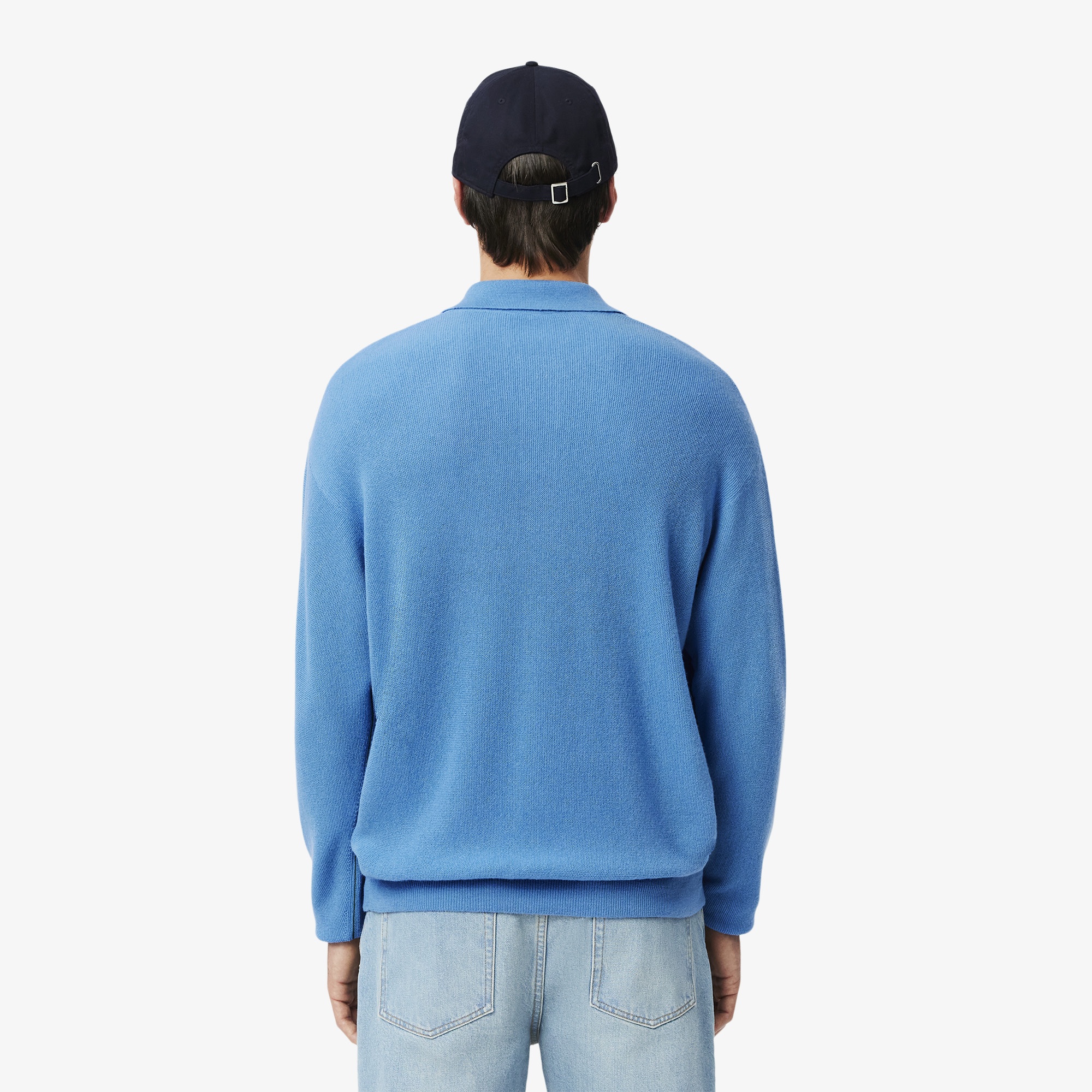 Lacoste Erkek Relaxed Fit Polo Yaka Yün Mavi Triko