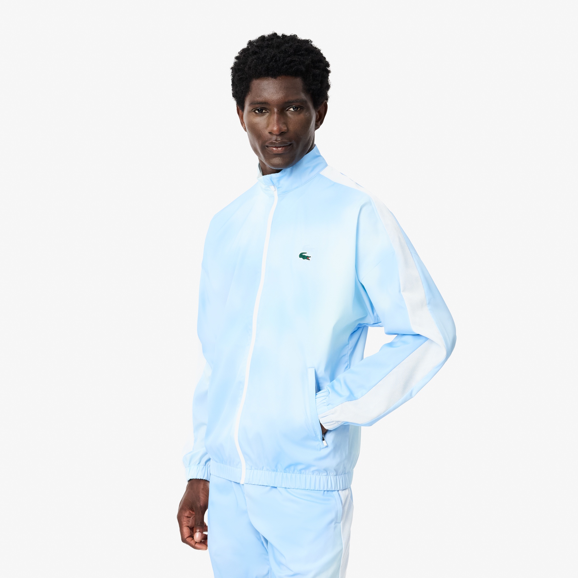 Lacoste x DANIIL MEDVEDEV Erkek Regular Fit Dik Yaka Desenli Mavi