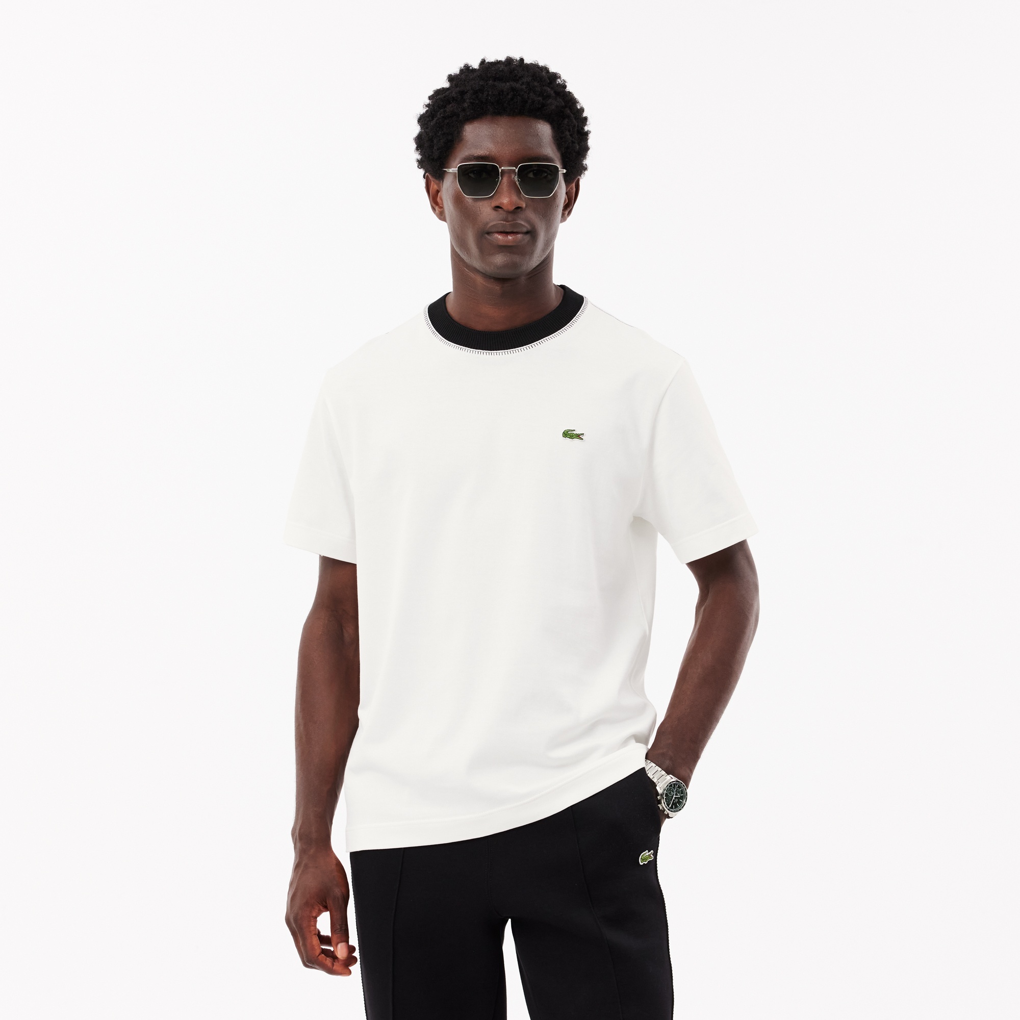 Lacoste Erkek Classic Fit Bisiklet Yaka Beyaz T-Shirt