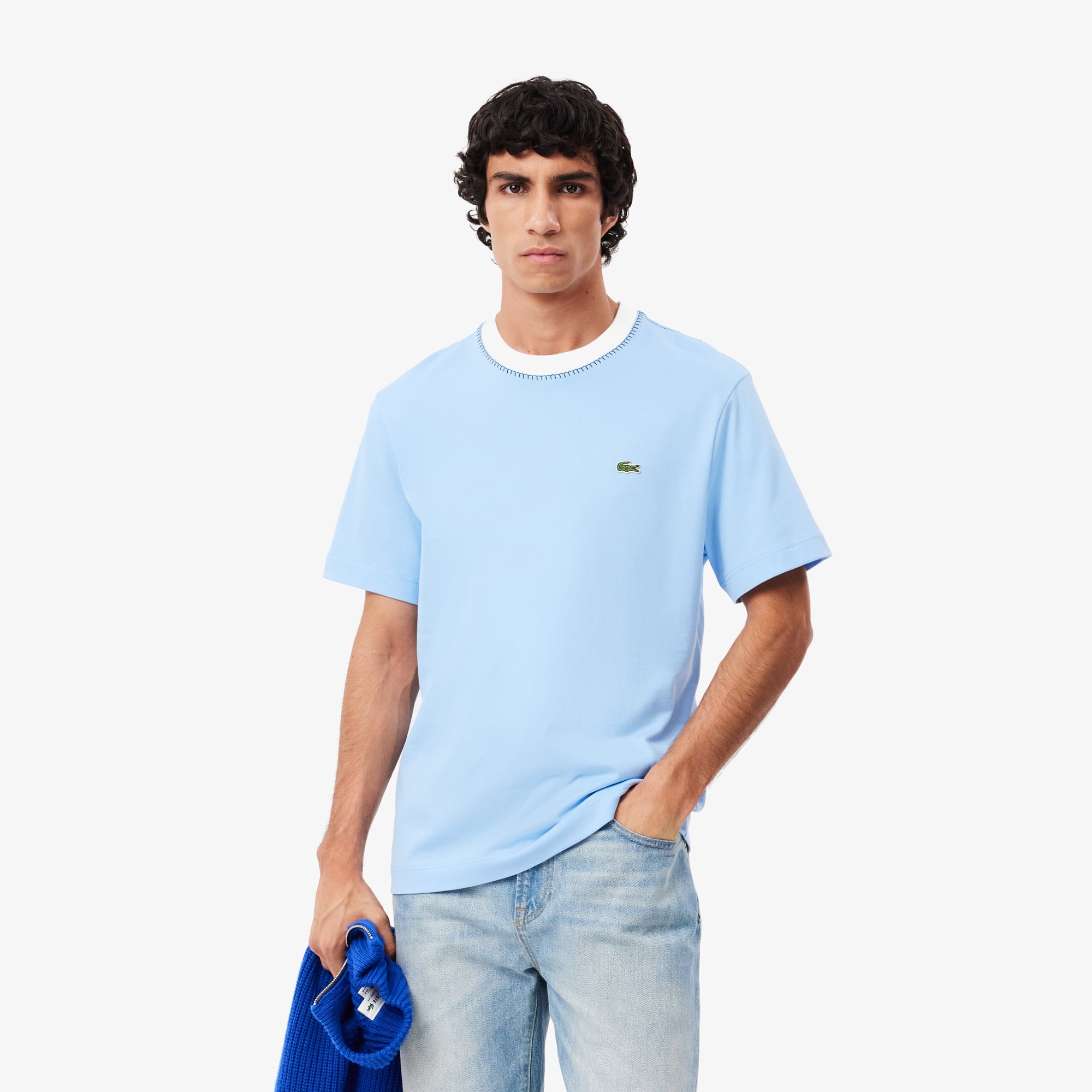 Lacoste Erkek Classic Fit Bisiklet Yaka Mavi T-Shirt
