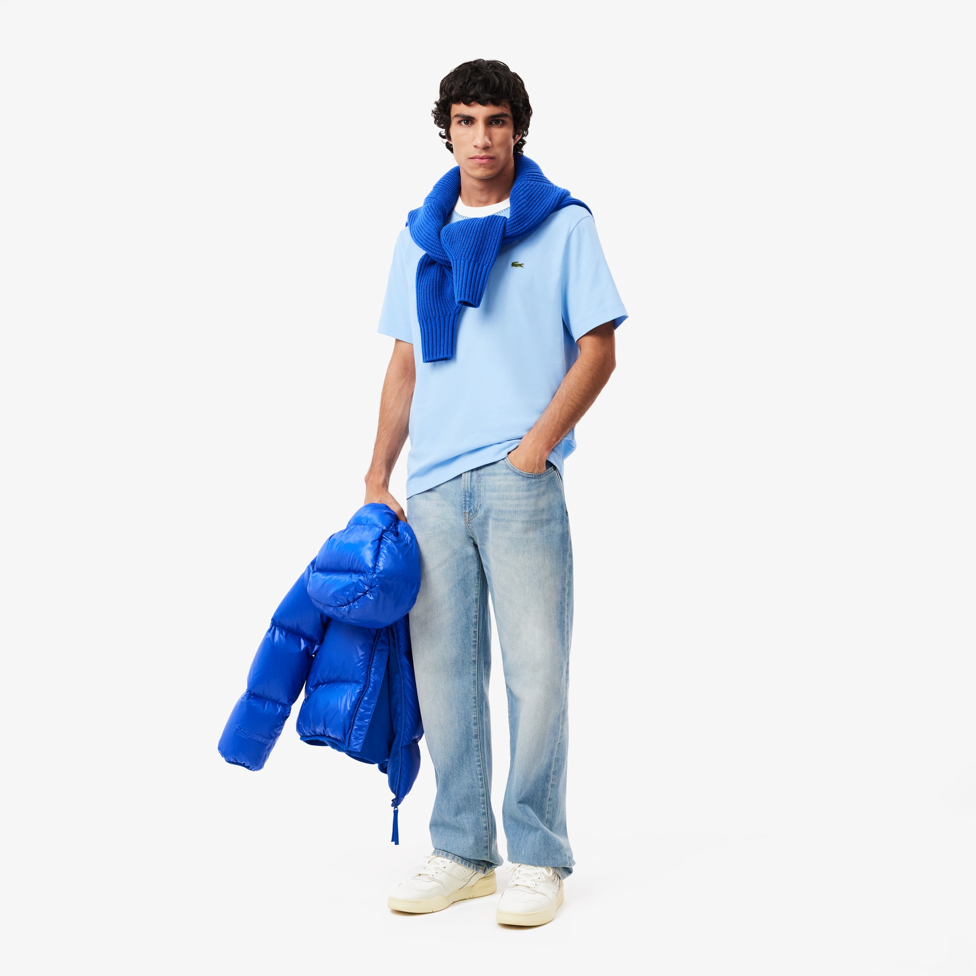 Lacoste Erkek Classic Fit Bisiklet Yaka Mavi T-Shirt