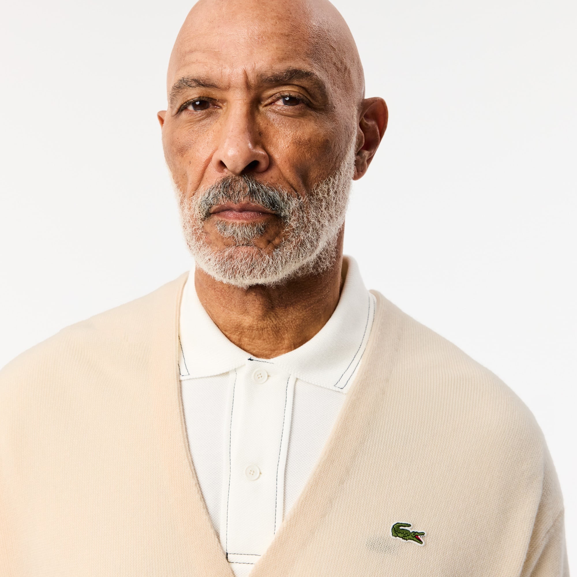 Lacoste Erkek Relaxed Fit V Yaka Yün Krem Hırka