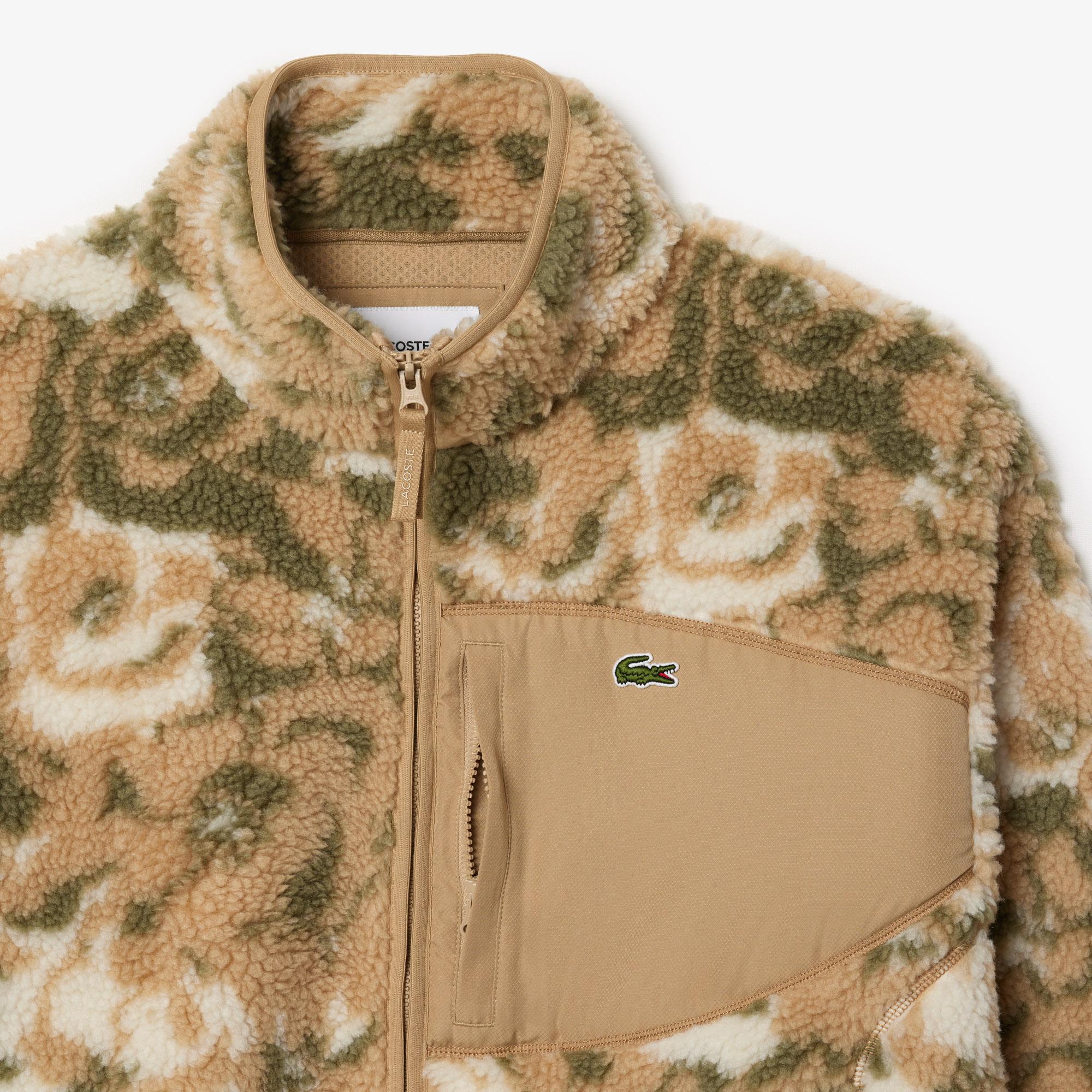 Lacoste Erkek Dik Yaka Desenli Bej Mont