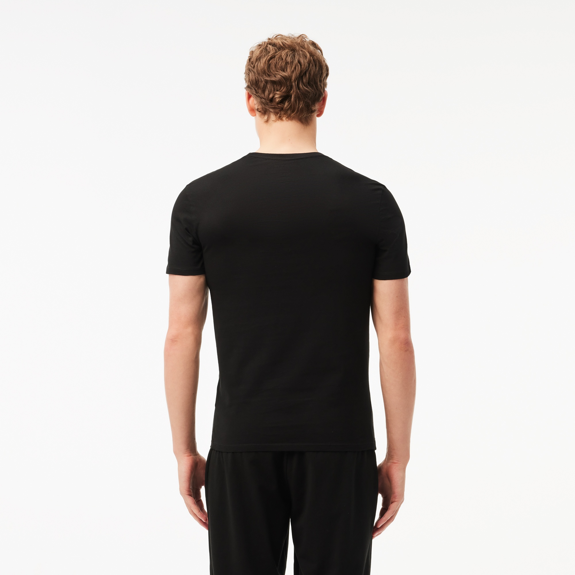 Lacoste Erkek Slim Fit Bisiklet Yaka 3'lü Siyah T-Shirt