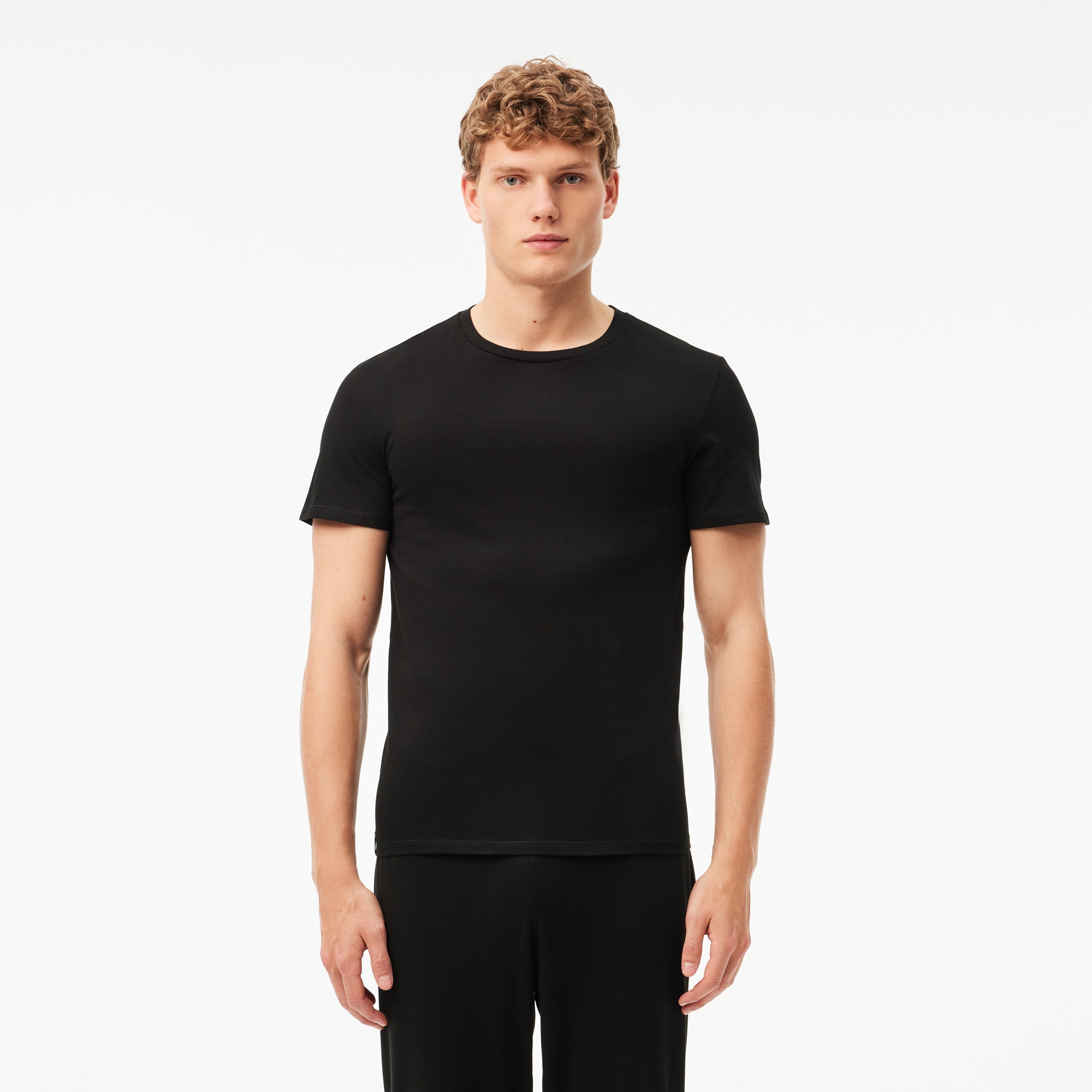 Lacoste Erkek Slim Fit Bisiklet Yaka 3'lü Siyah T-Shirt