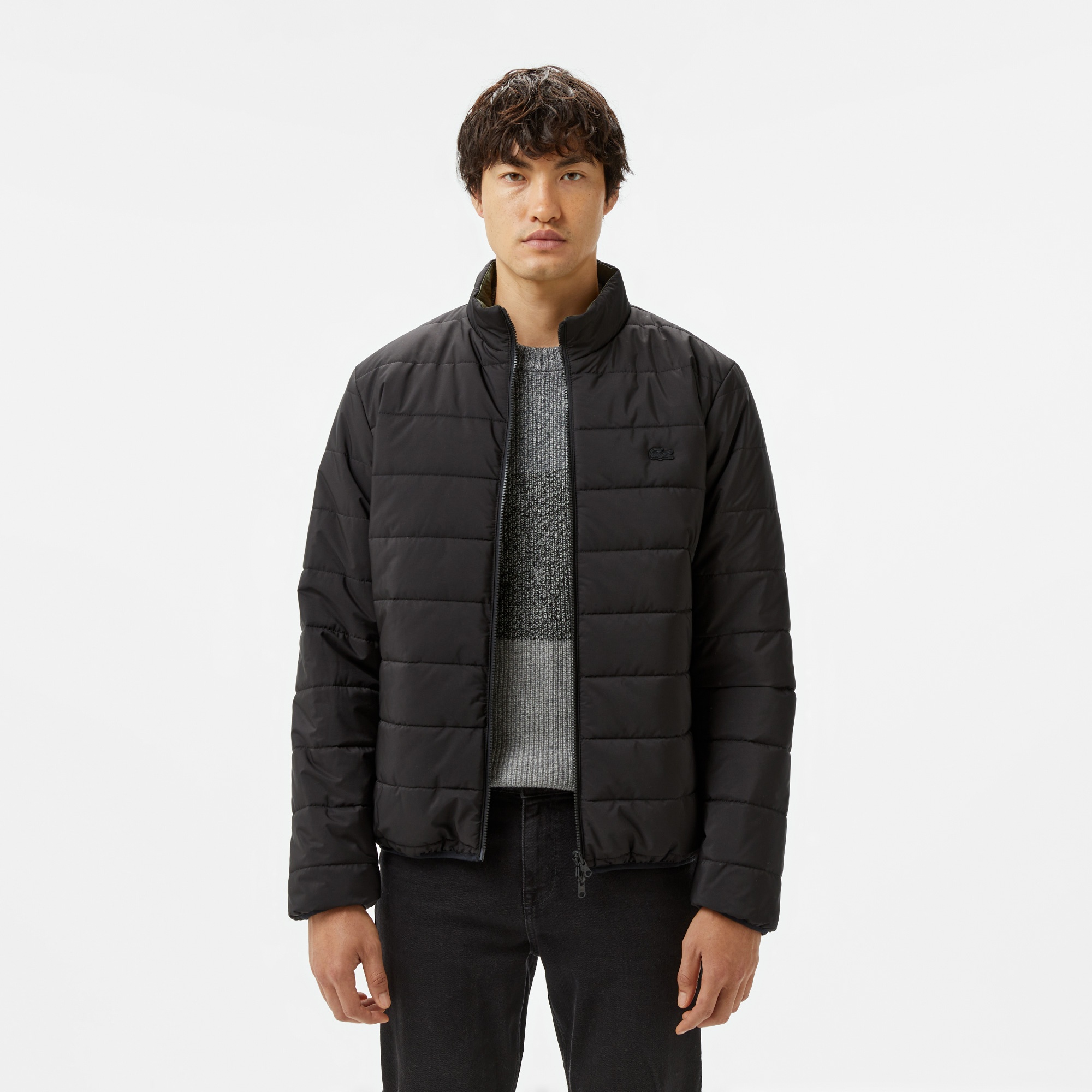 Lacoste Erkek Regular Fit Dik Yaka Çift Taraflı Siyah Mont