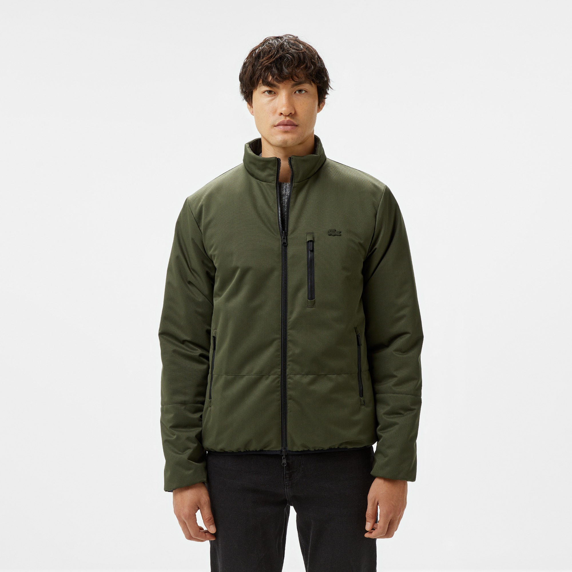 Lacoste Erkek Regular Fit Dik Yaka Çift Taraflı Siyah Mont