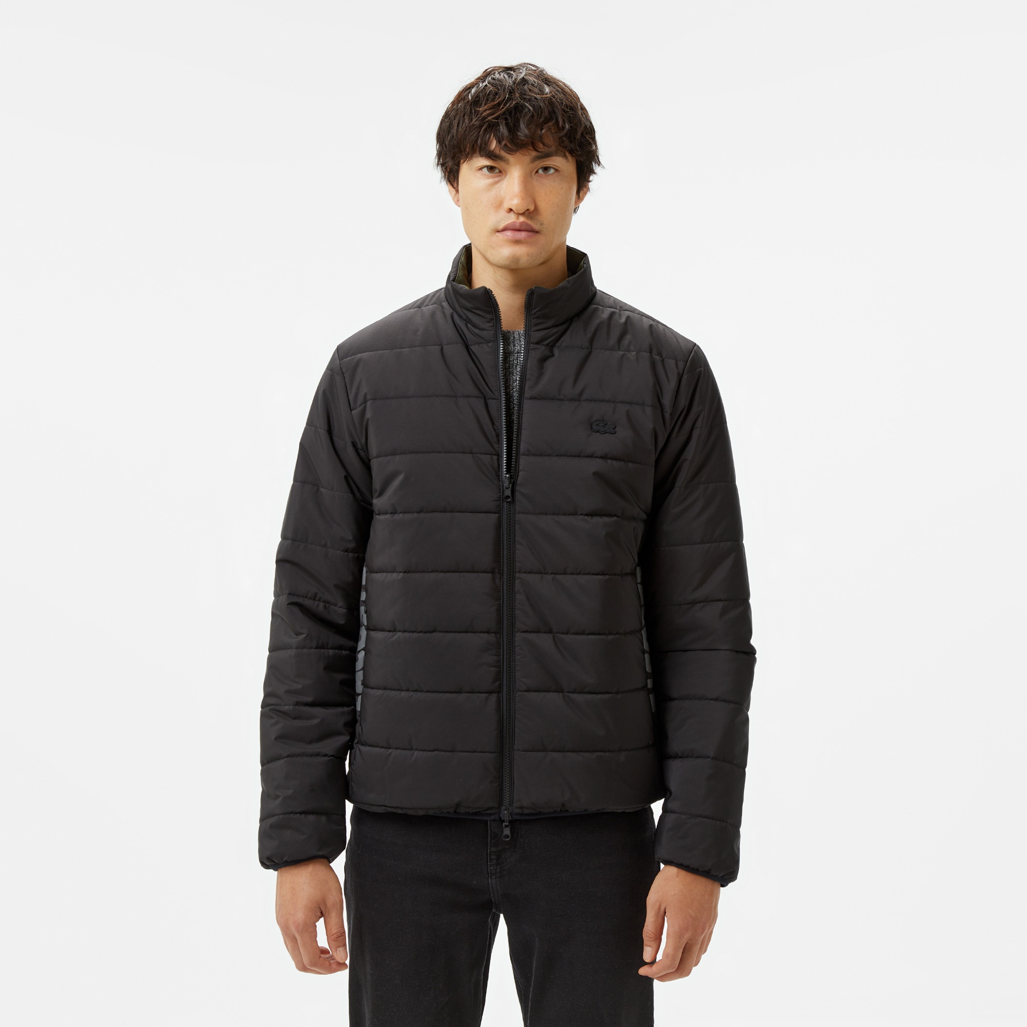 Lacoste Erkek Regular Fit Dik Yaka Çift Taraflı Siyah Mont