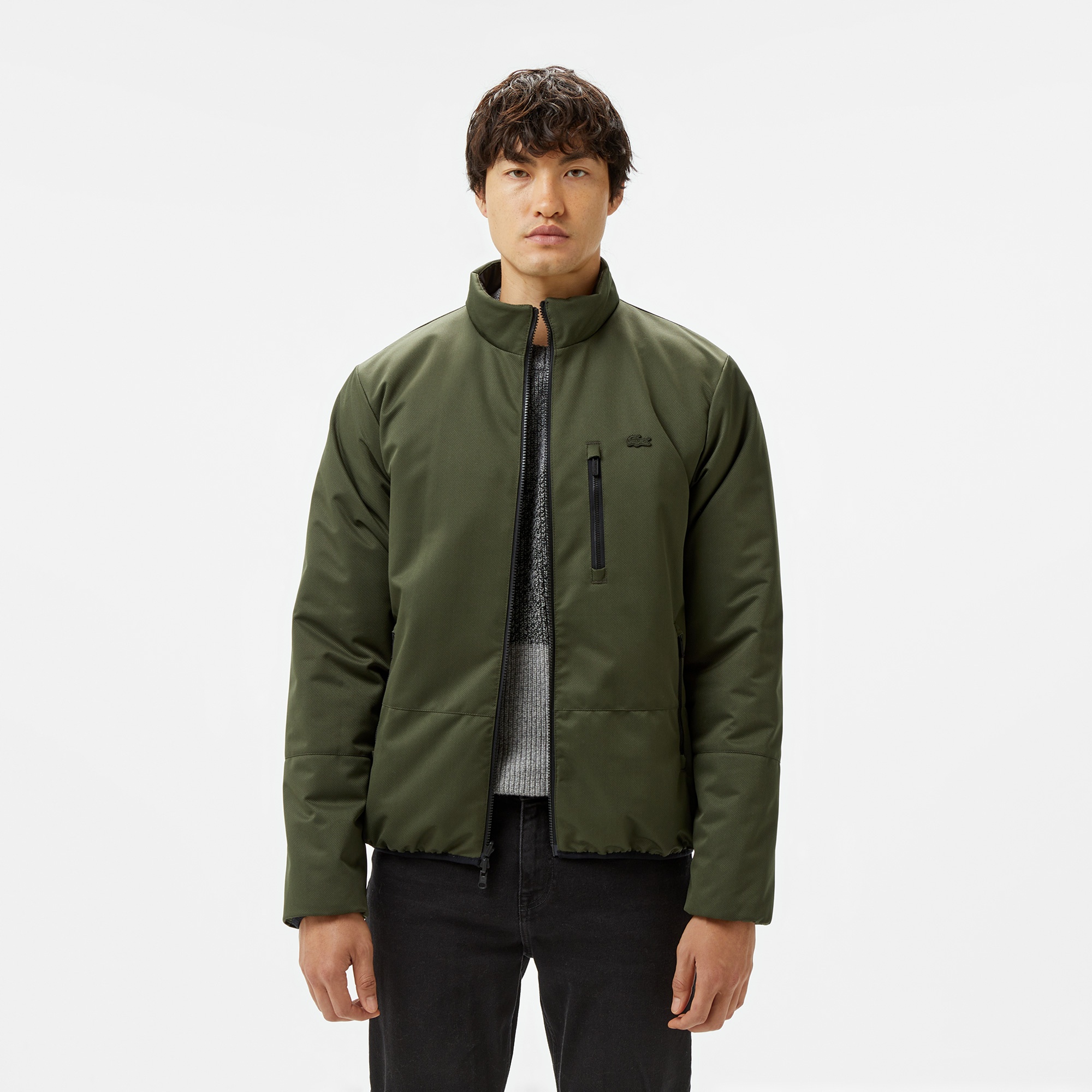 Lacoste Erkek Regular Fit Dik Yaka Çift Taraflı Siyah Mont