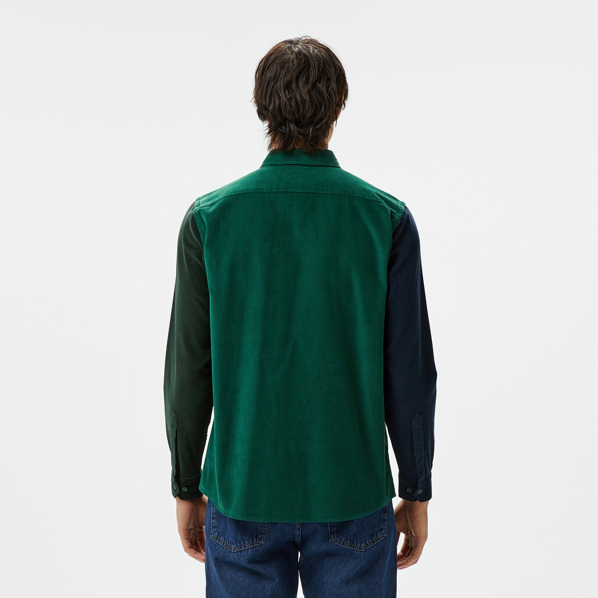 Lacoste Erkek Regular Fit Düğmeli Yaka Renk Bloklu Koyu Yeşil Gömlek