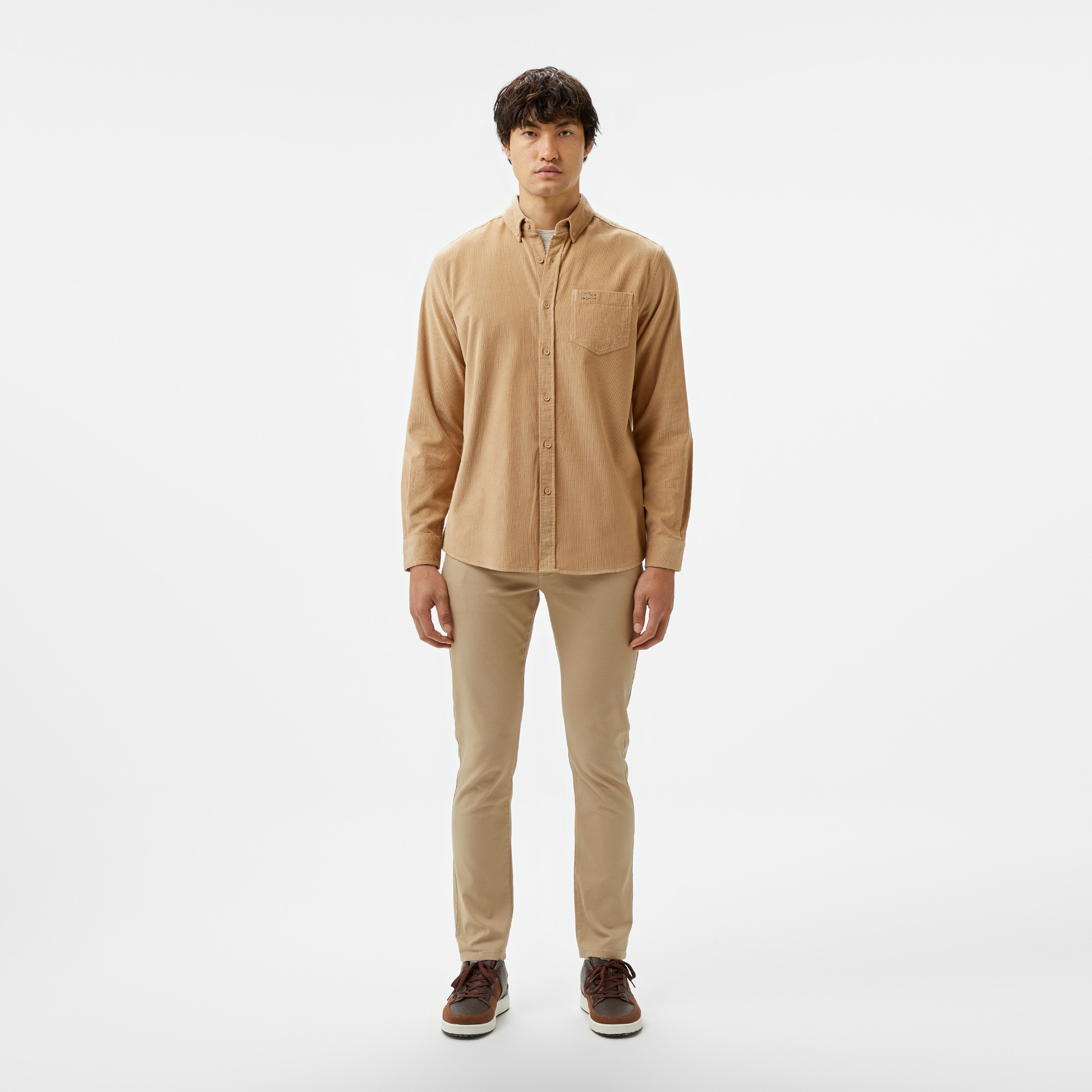 Lacoste Erkek Regular Fit Düğmeli Yaka Bej Gömlek