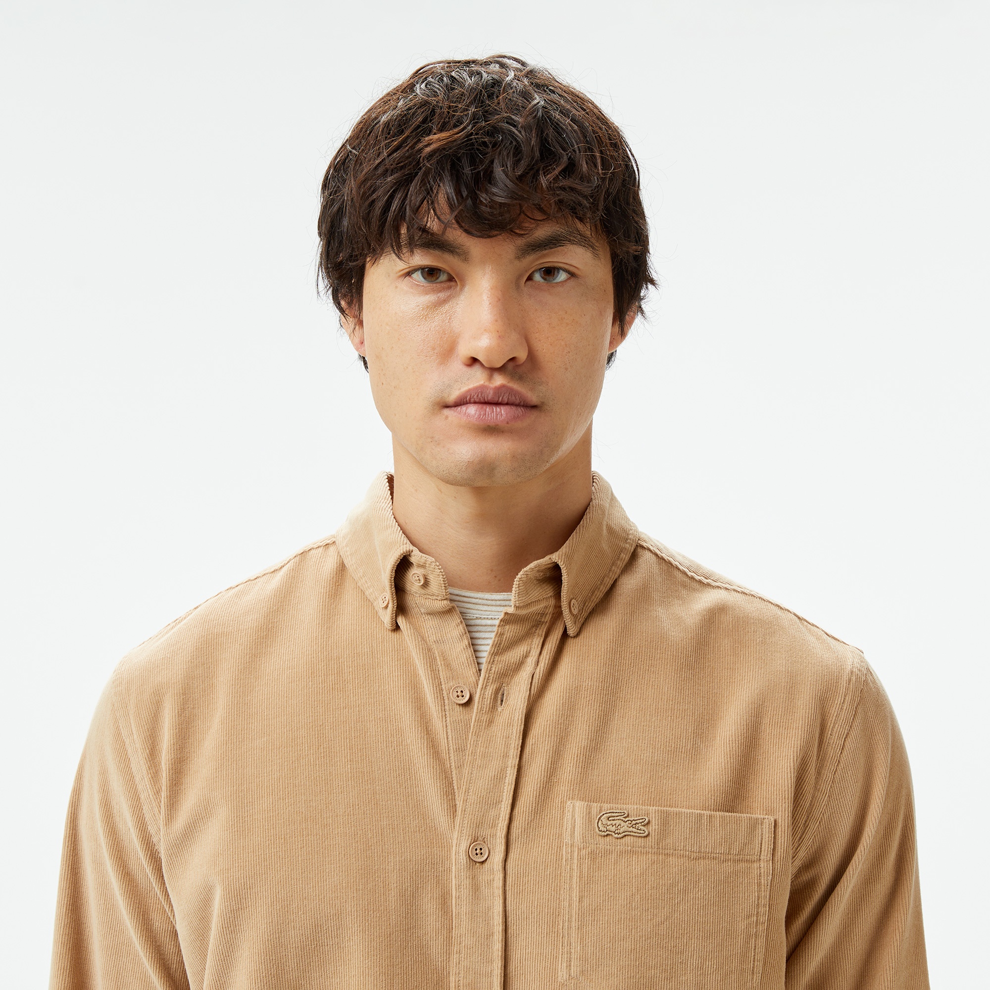 Lacoste Erkek Regular Fit Düğmeli Yaka Bej Gömlek