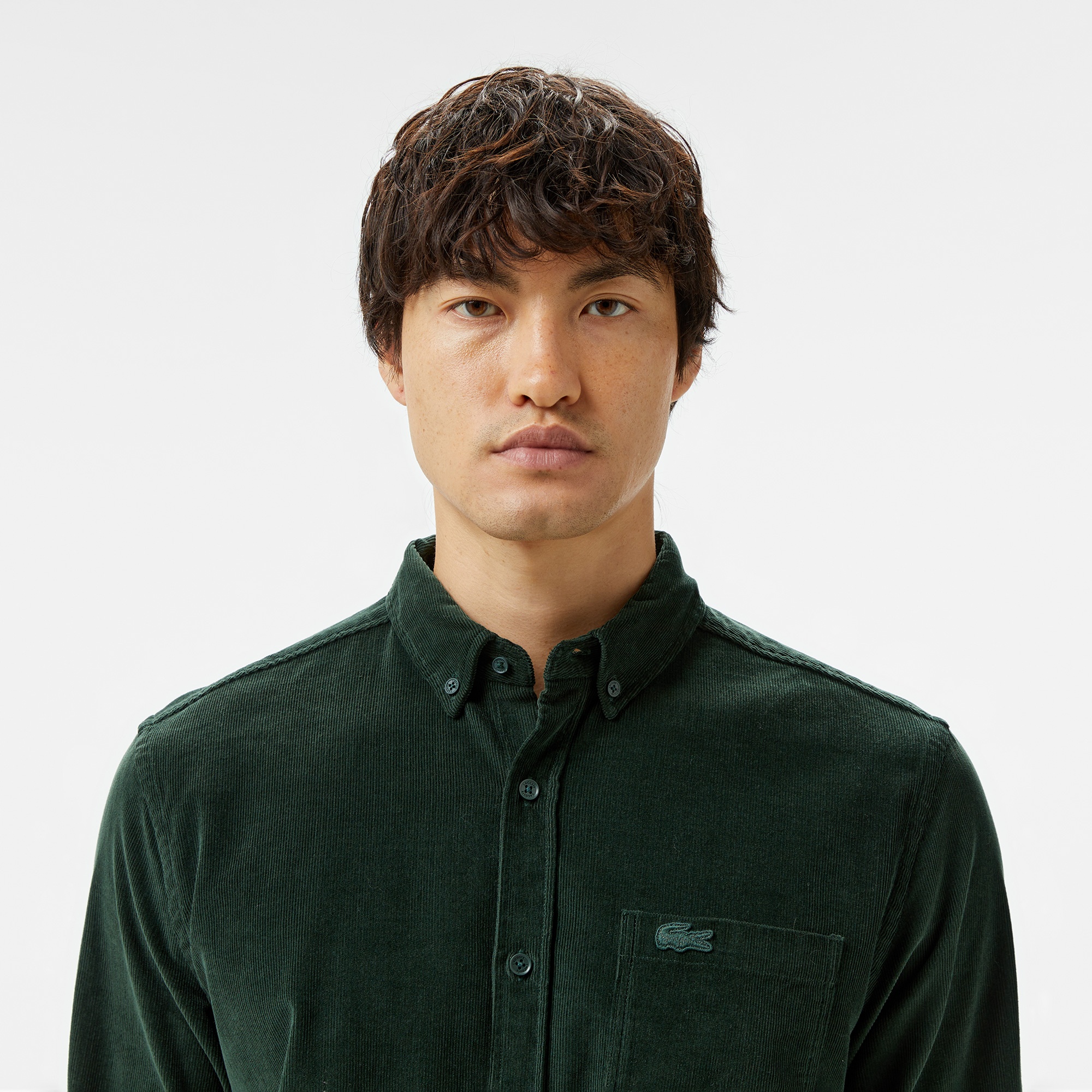 Lacoste Erkek Regular Fit Düğmeli Yaka Koyu Yeşil Gömlek