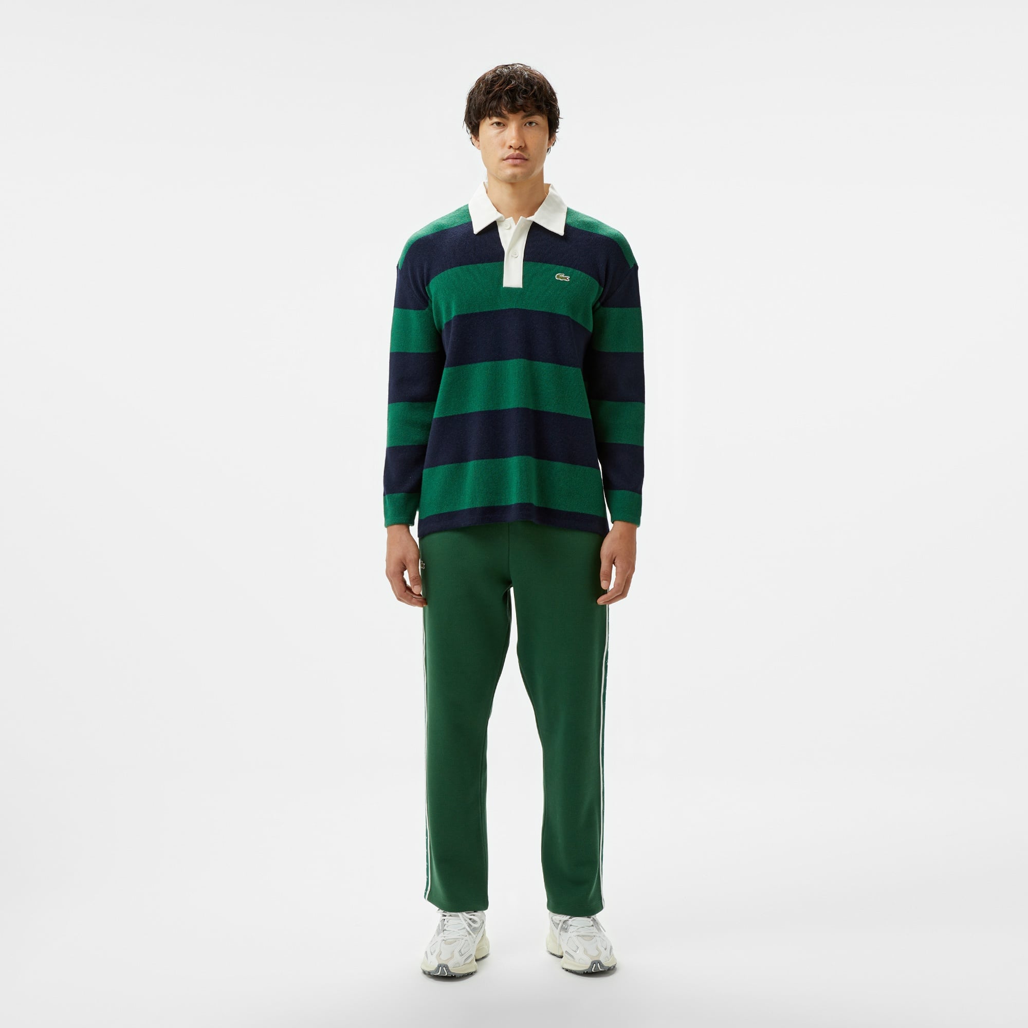 Lacoste Erkek Loose Fit Polo Yaka Renk Bloklu Lacivert Triko