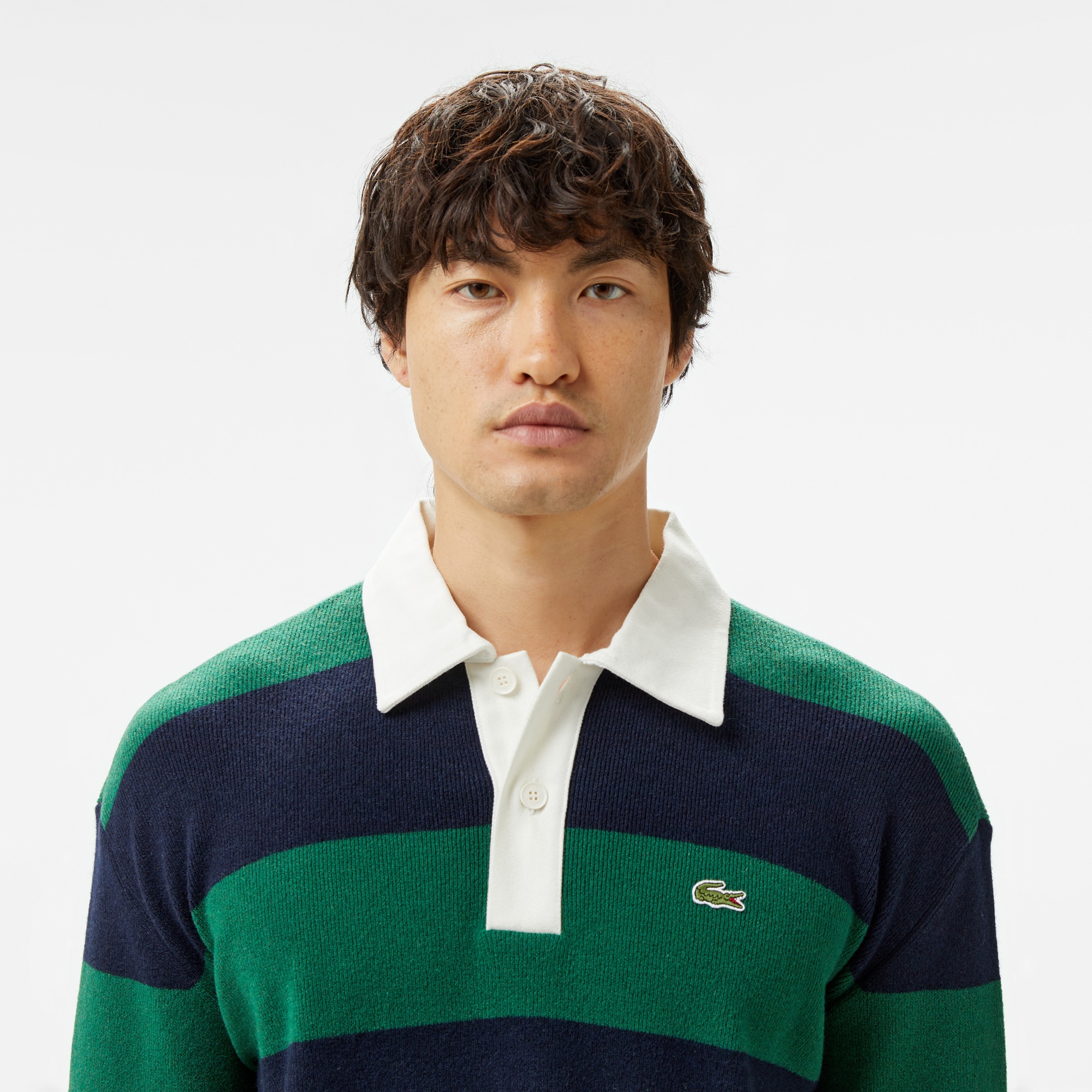Lacoste Erkek Loose Fit Polo Yaka Renk Bloklu Lacivert Triko