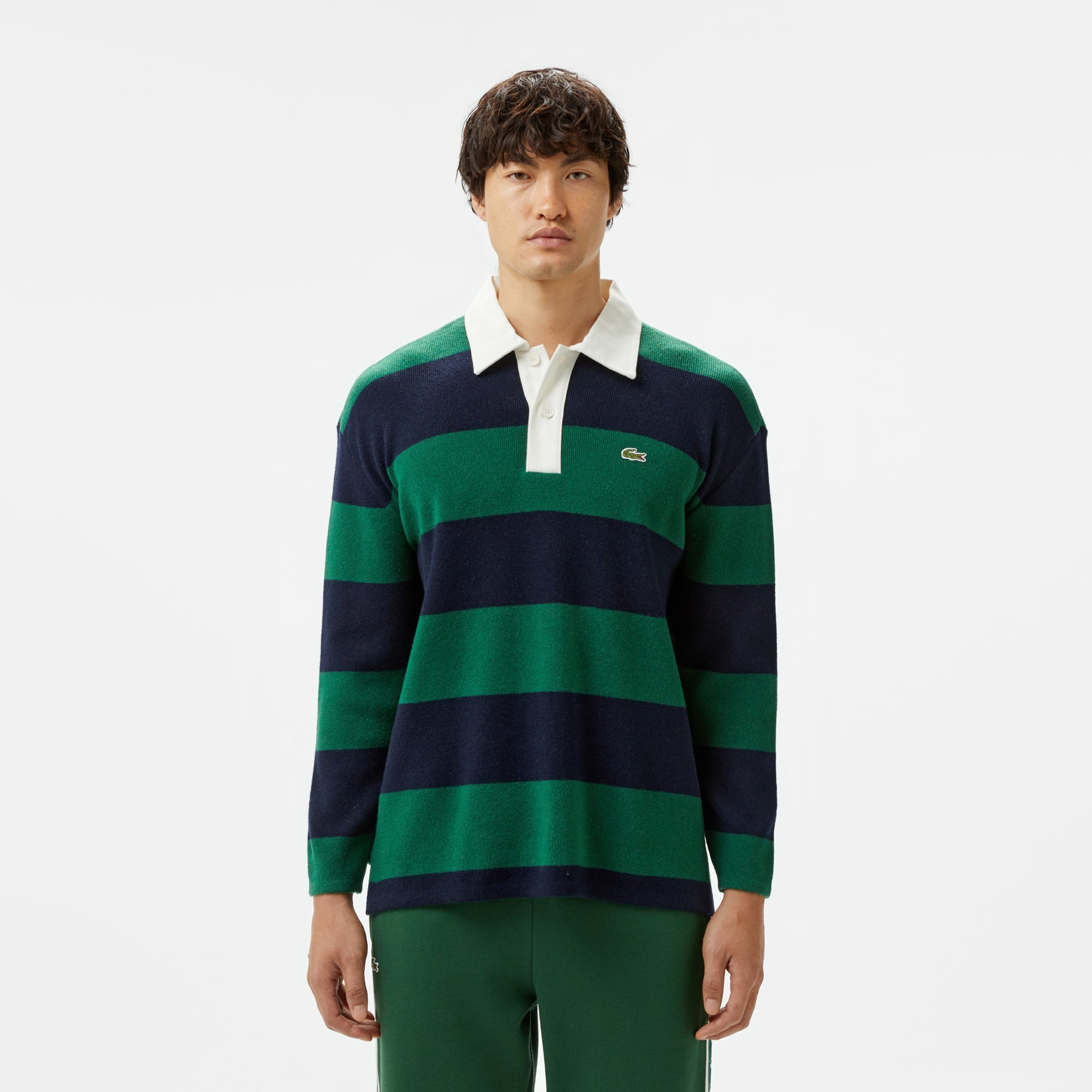 Lacoste Erkek Loose Fit Polo Yaka Renk Bloklu Lacivert Triko