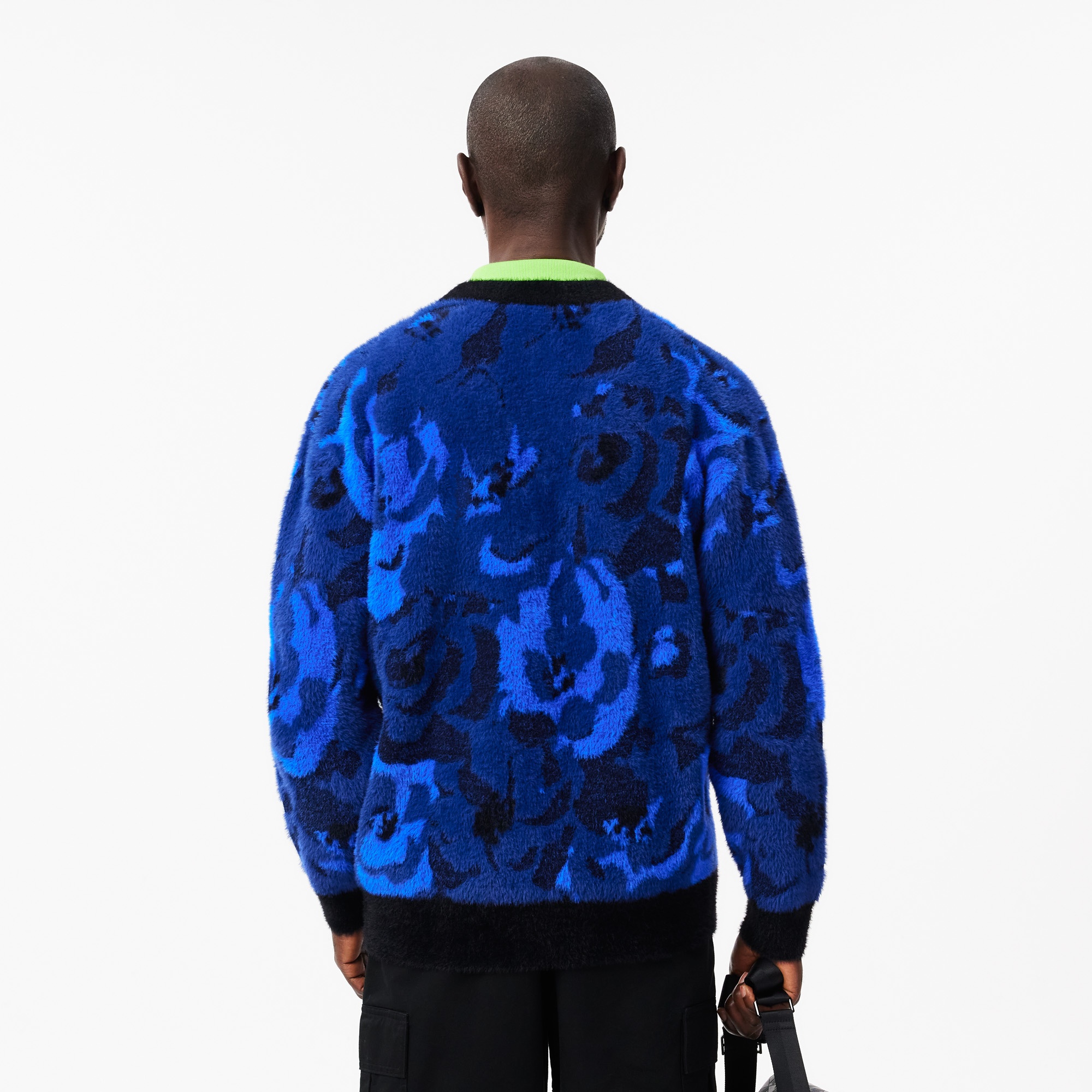 Lacoste Erkek Relaxed Fit V Yaka Desenli Lacivert Hırka