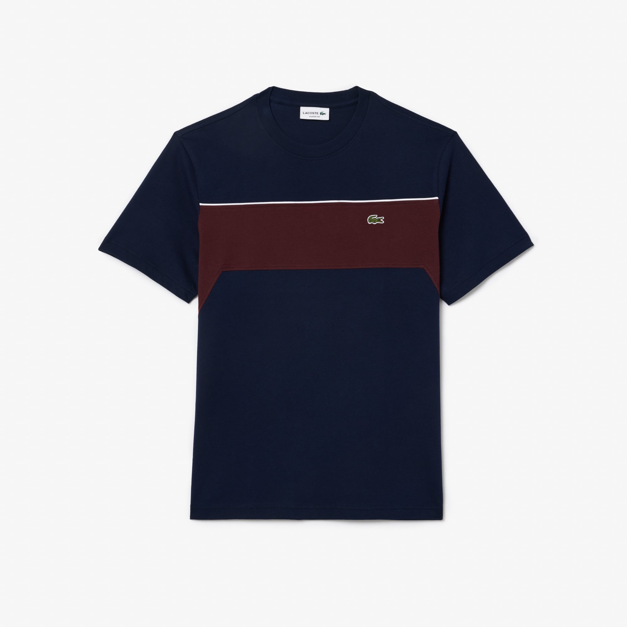 Lacoste Erkek Classic Fit Bisiklet Yaka Renk Bloklu Lacivert T-Shirt