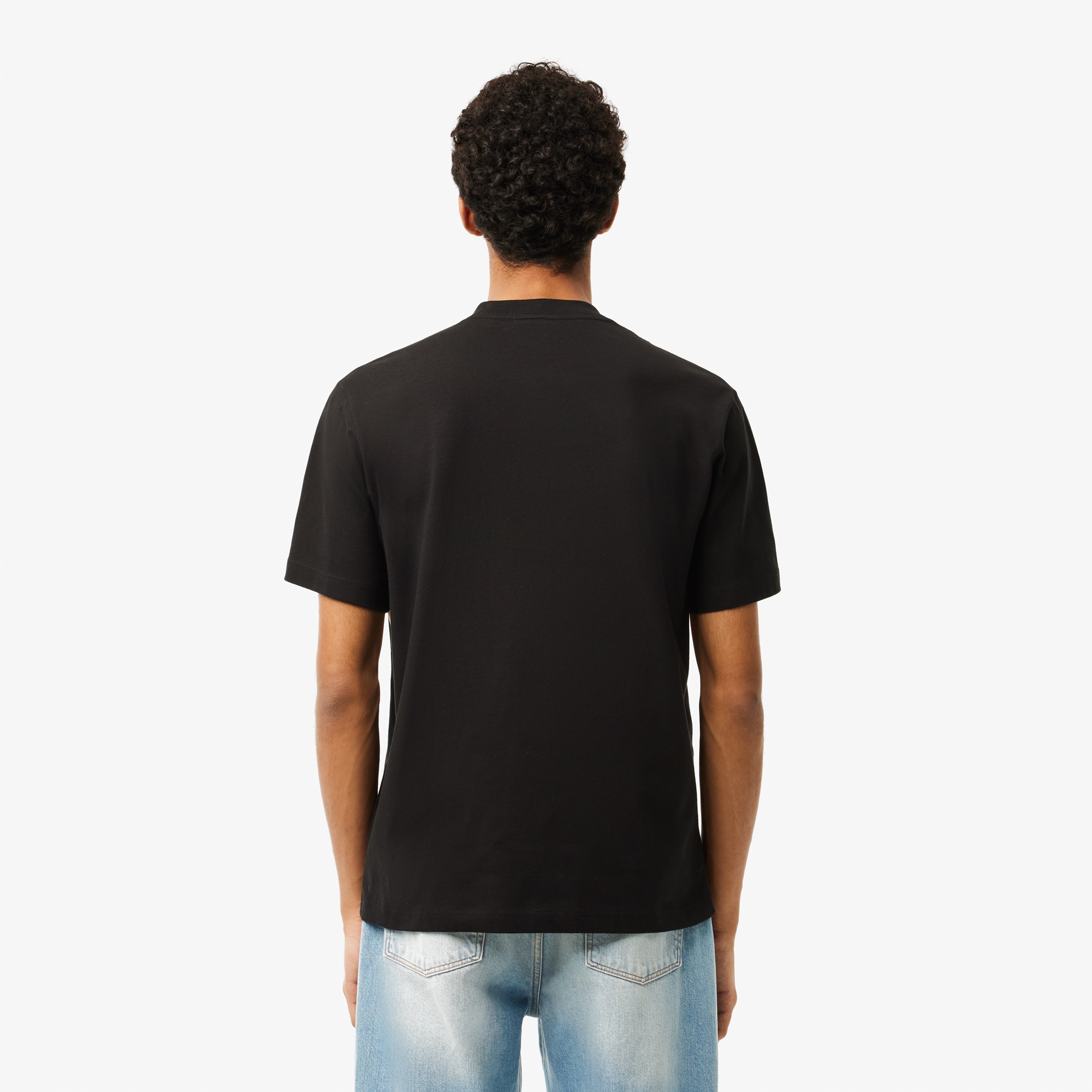 Lacoste Erkek Classic Fit Bisiklet Yaka Renk Bloklu Siyah T-Shirt