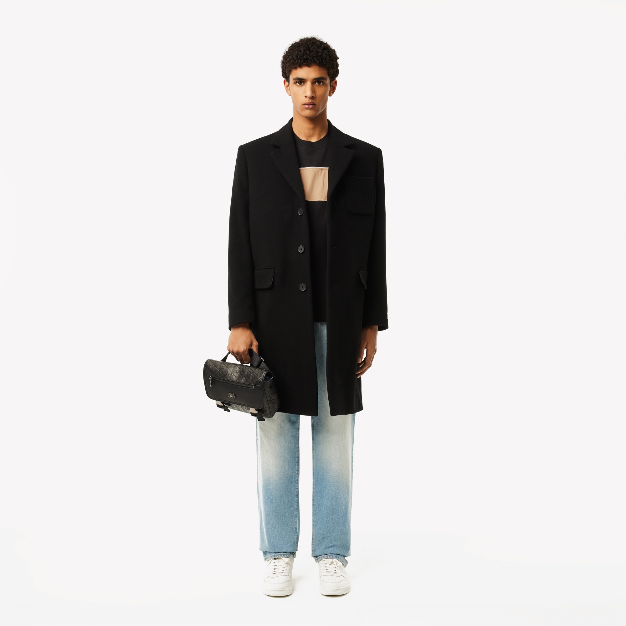 Lacoste Erkek Classic Fit Bisiklet Yaka Renk Bloklu Siyah T-Shirt