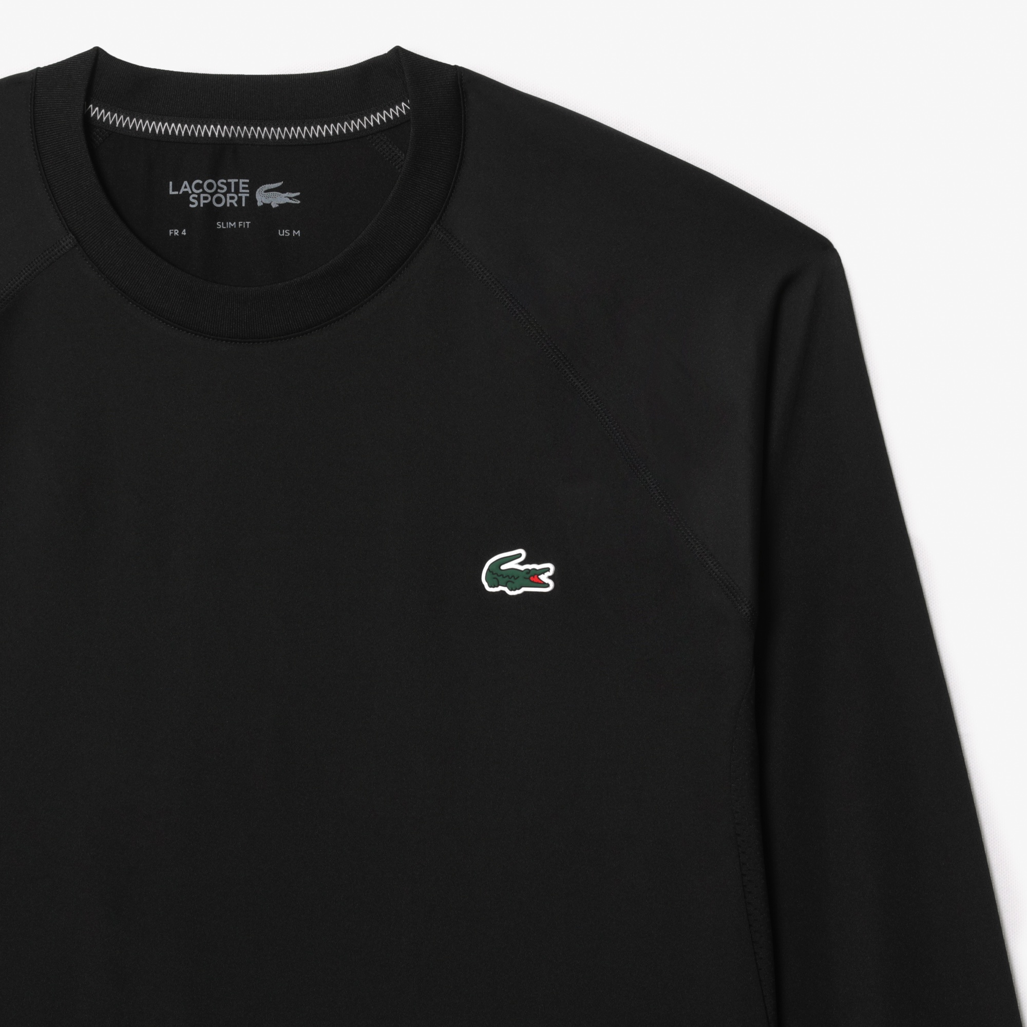 Lacoste SPORT Erkek Slim Fit Uzun Kollu Bisiklet Yaka Siyah T-Shirt