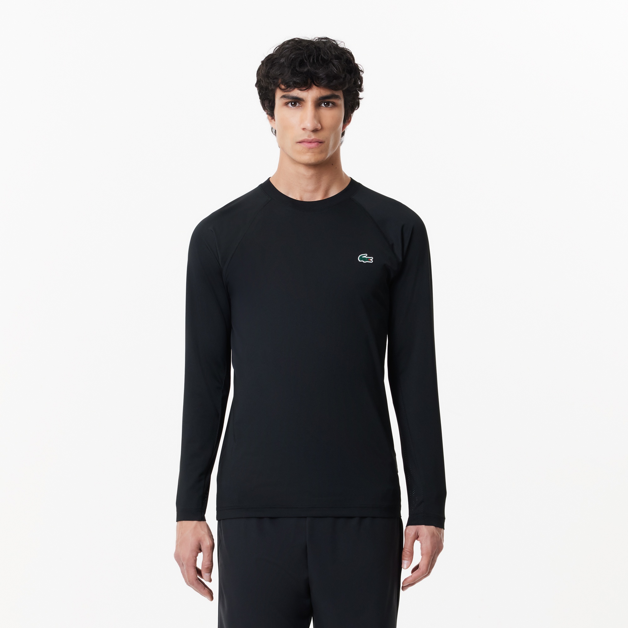 Lacoste SPORT Erkek Slim Fit Uzun Kollu Bisiklet Yaka Siyah T-Shirt
