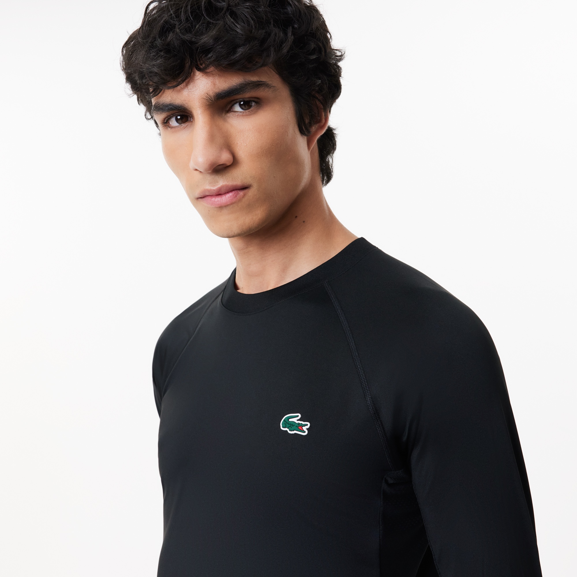 Lacoste SPORT Erkek Slim Fit Uzun Kollu Bisiklet Yaka Siyah T-Shirt
