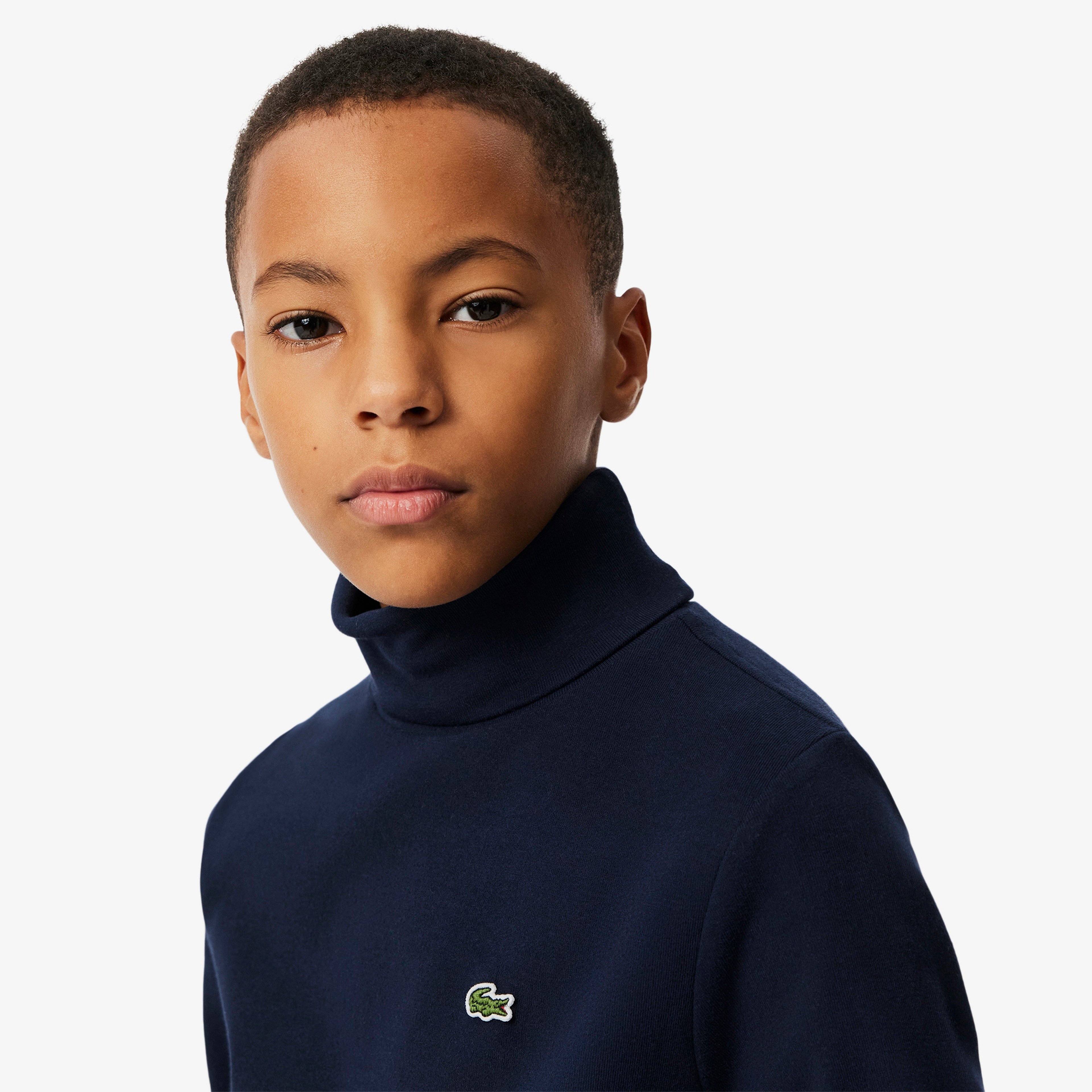 Çocuk Uzun Kollu Boğazlı Yaka Lacivert T-Shirt