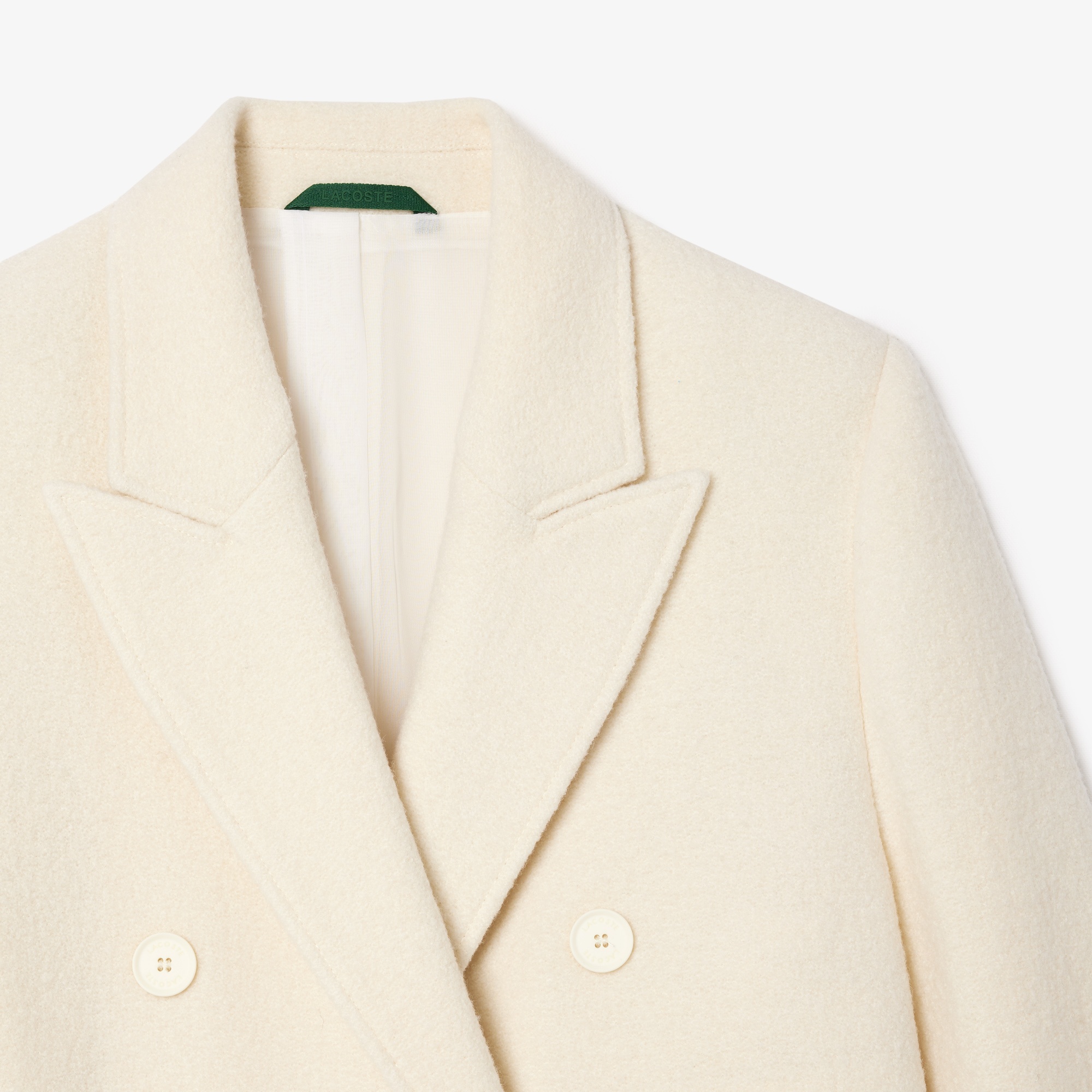 Lacoste Kadın Regular Fit Yün Krem Palto