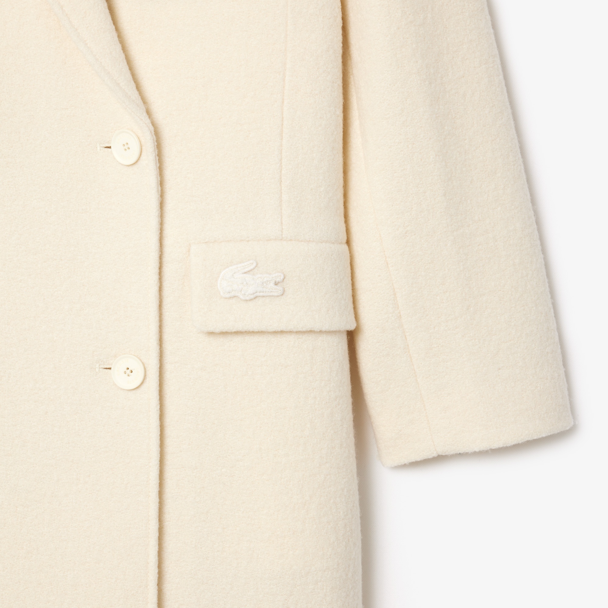 Lacoste Kadın Regular Fit Yün Krem Palto